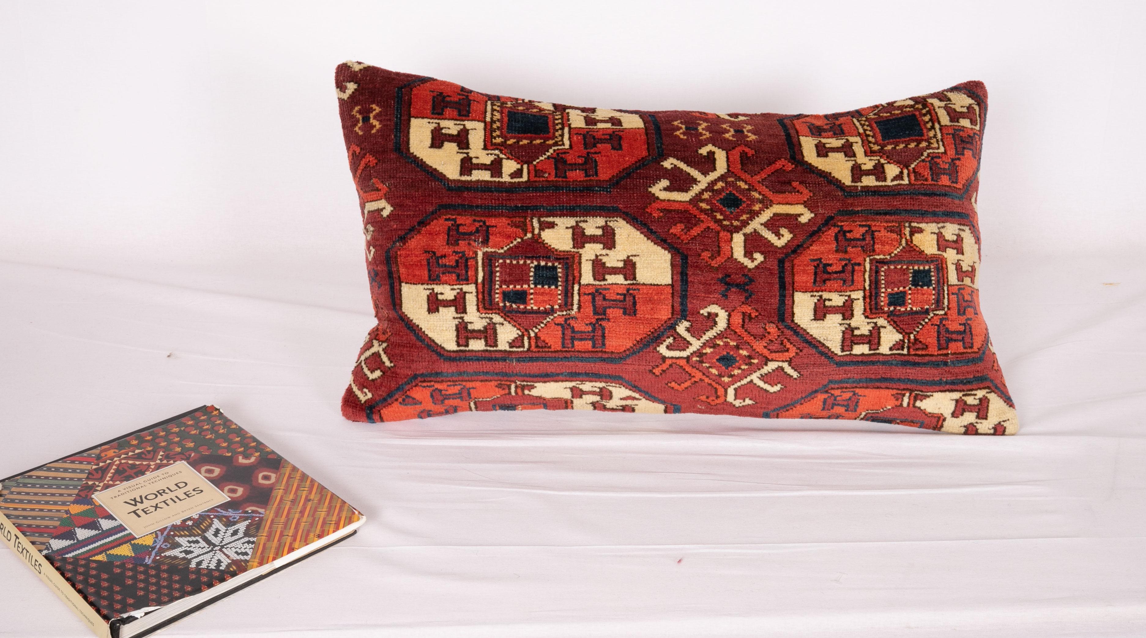 Wool Antique Turkmen Rug Pillow Case Made from a 19th Century Turkmen Main Rug For Sale