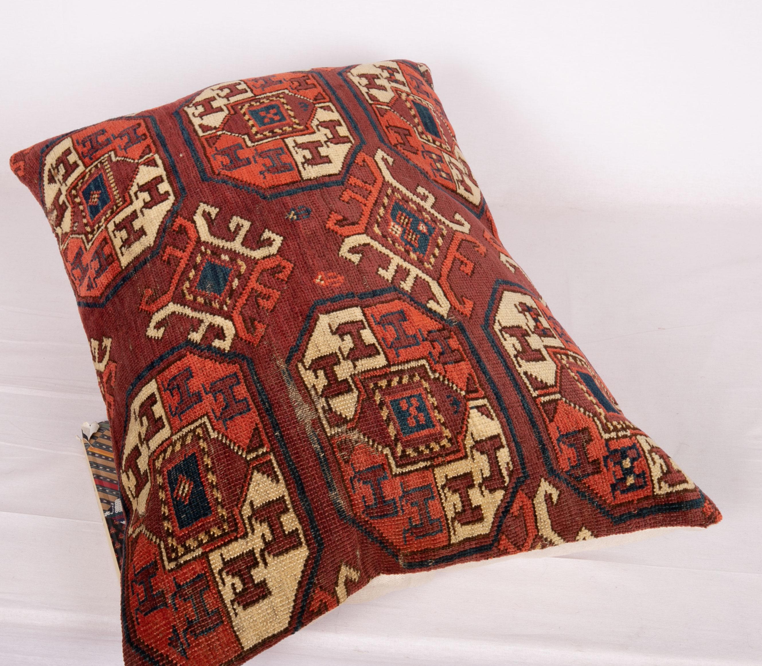 Wool Antique Turkmen Rug Pillow Case Made from a 19th Century Turkmen Main Rug