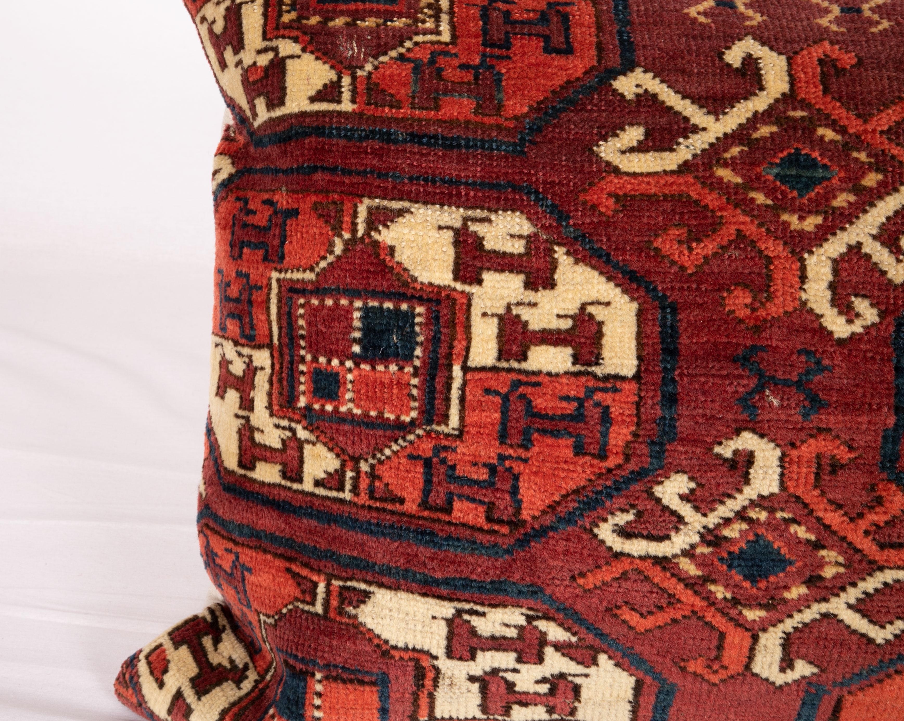 Hand-Woven Antique Turkmen Rug Pillow Case Madefrom a 19th Century Turkmen Main Rug For Sale