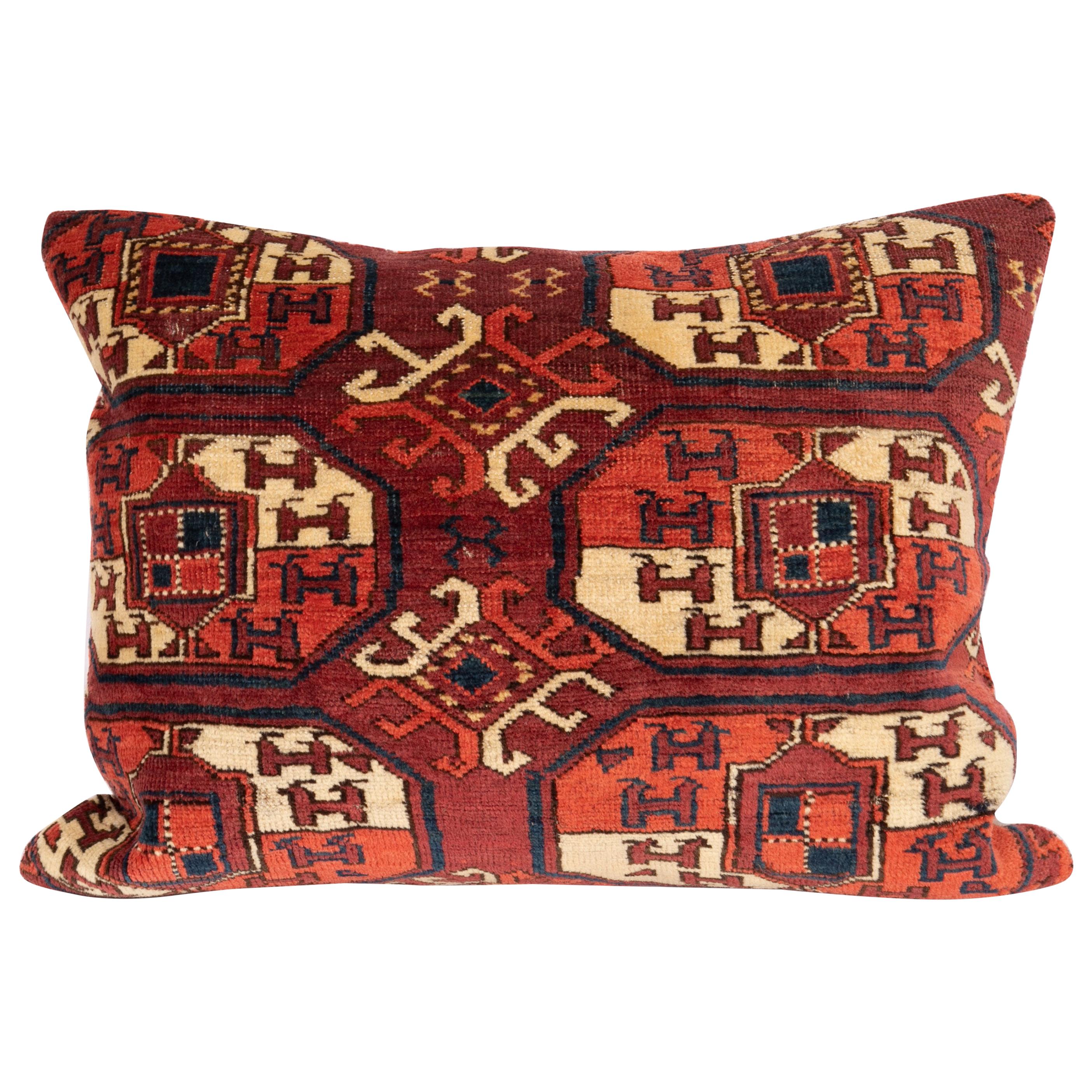Antique Turkmen Rug Pillow Case Madefrom a 19th Century Turkmen Main Rug For Sale