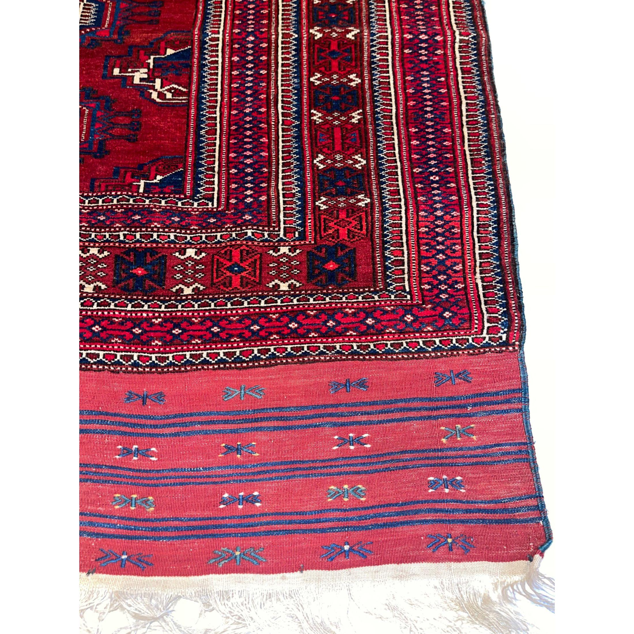 Salor rug, floor covering handmade by the Salor Turkmen of Turkmenistan. Most consistent in design are the main carpets, with a quartered gul (motif) showing a small animal figure in the inner part of each quadrant. The faces of storage bags are