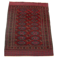 Antique Turkmen Salor Part Silk Rug Geometric Design