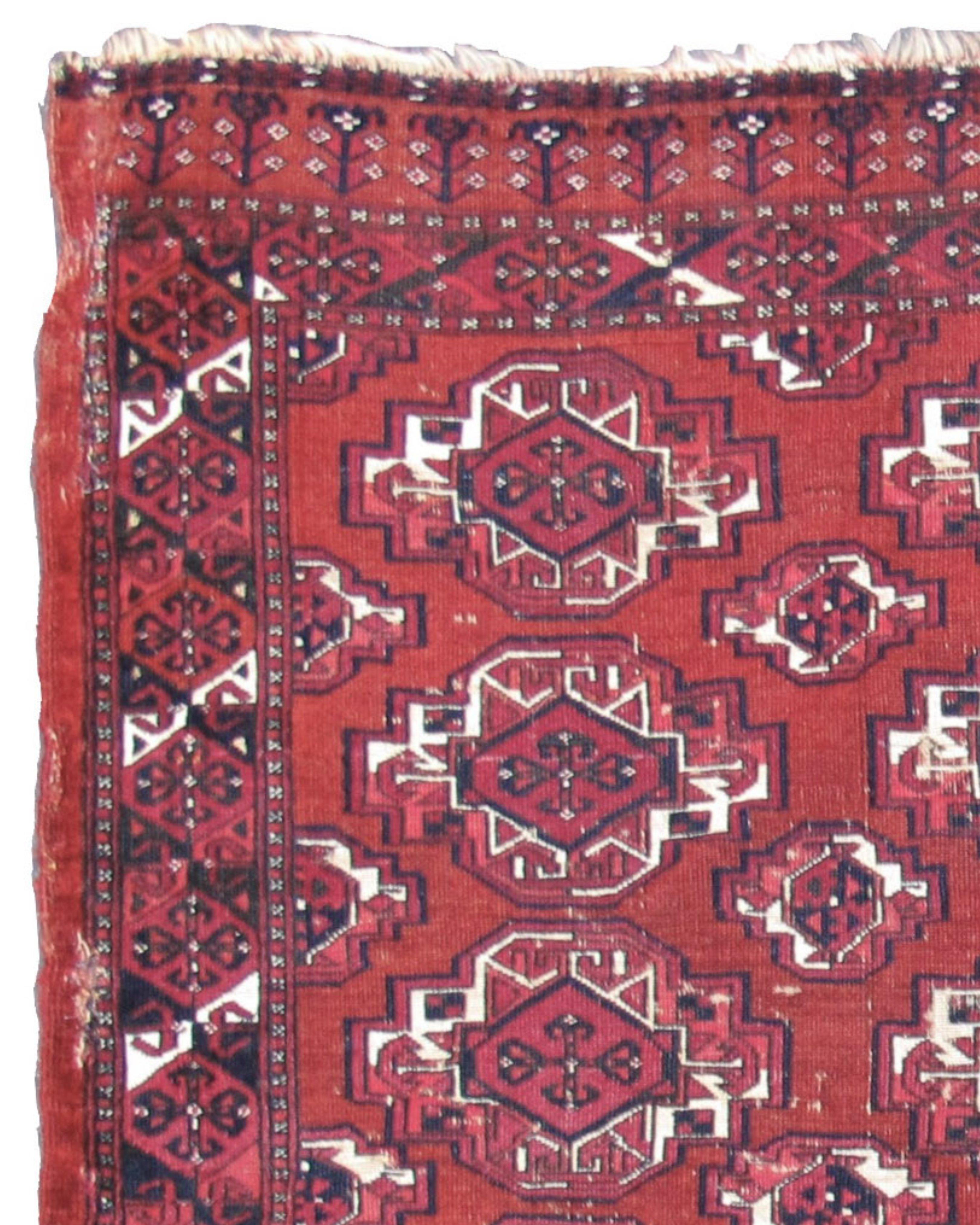 Central Asian Antique Turkmen Saryk Chuval Rug, 19th Century For Sale