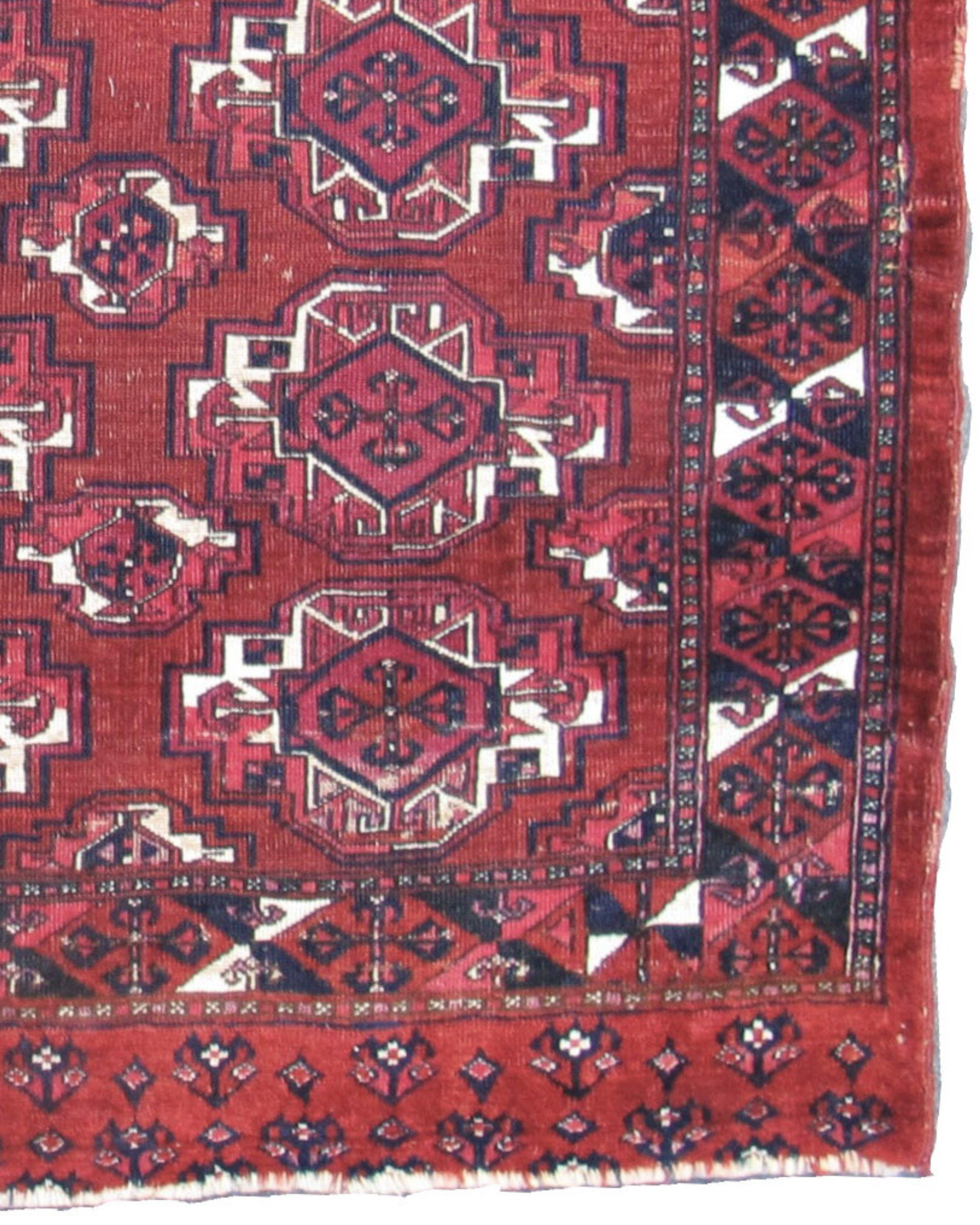Hand-Knotted Antique Turkmen Saryk Chuval Rug, 19th Century For Sale