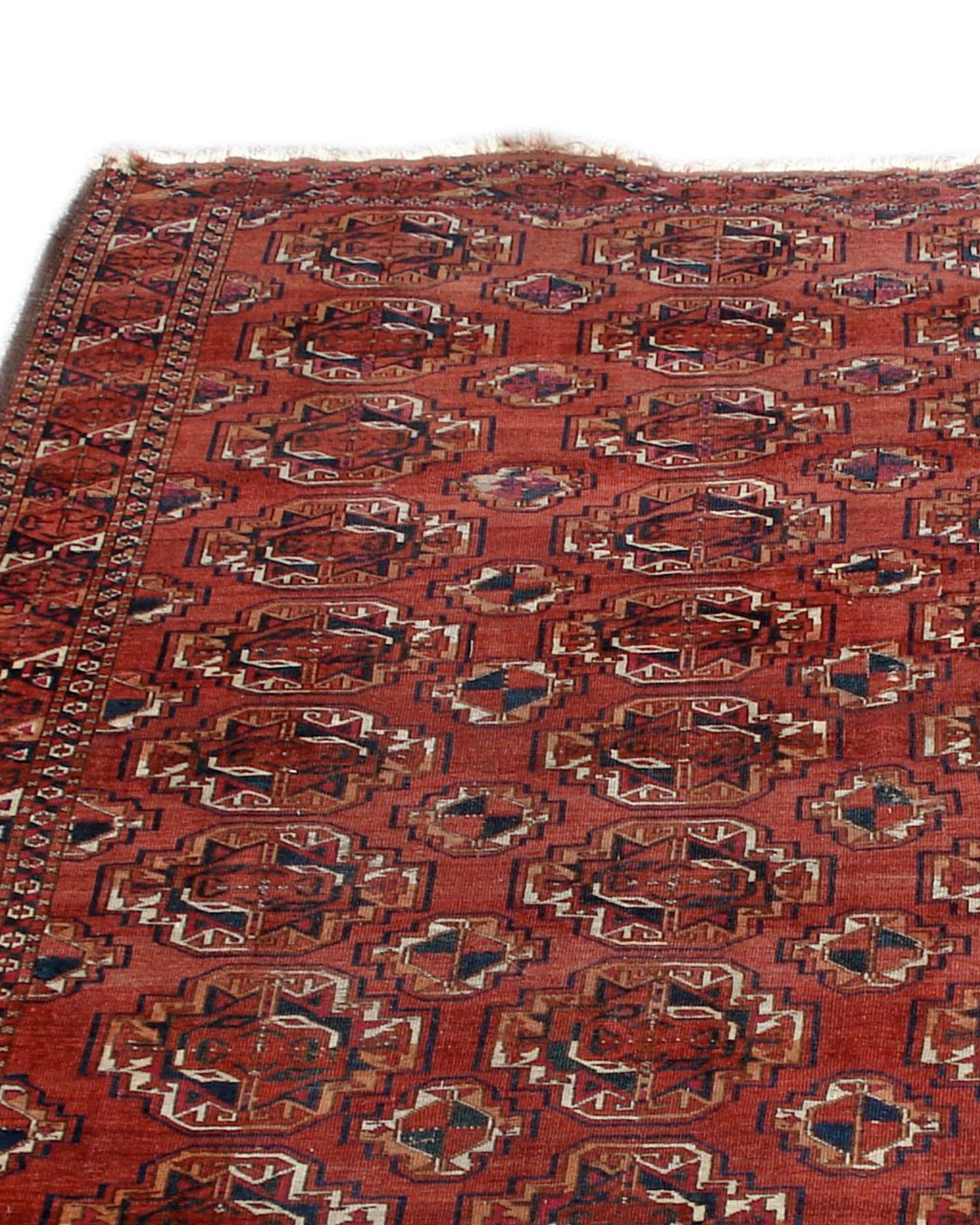 Hand-Woven Antique Turkmen Saryk Main Carpet, 19th Century For Sale