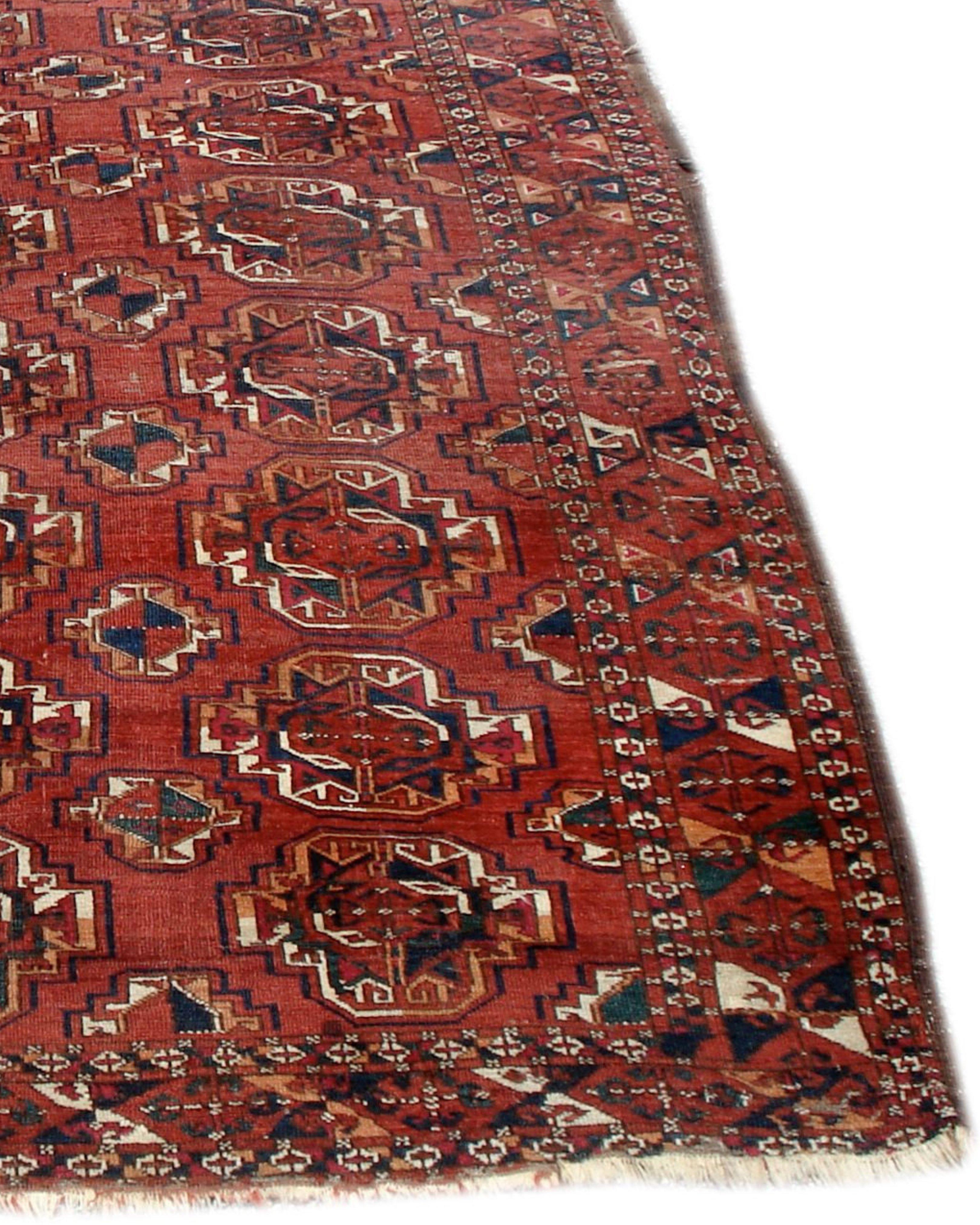 Wool Antique Turkmen Saryk Main Carpet, 19th Century For Sale