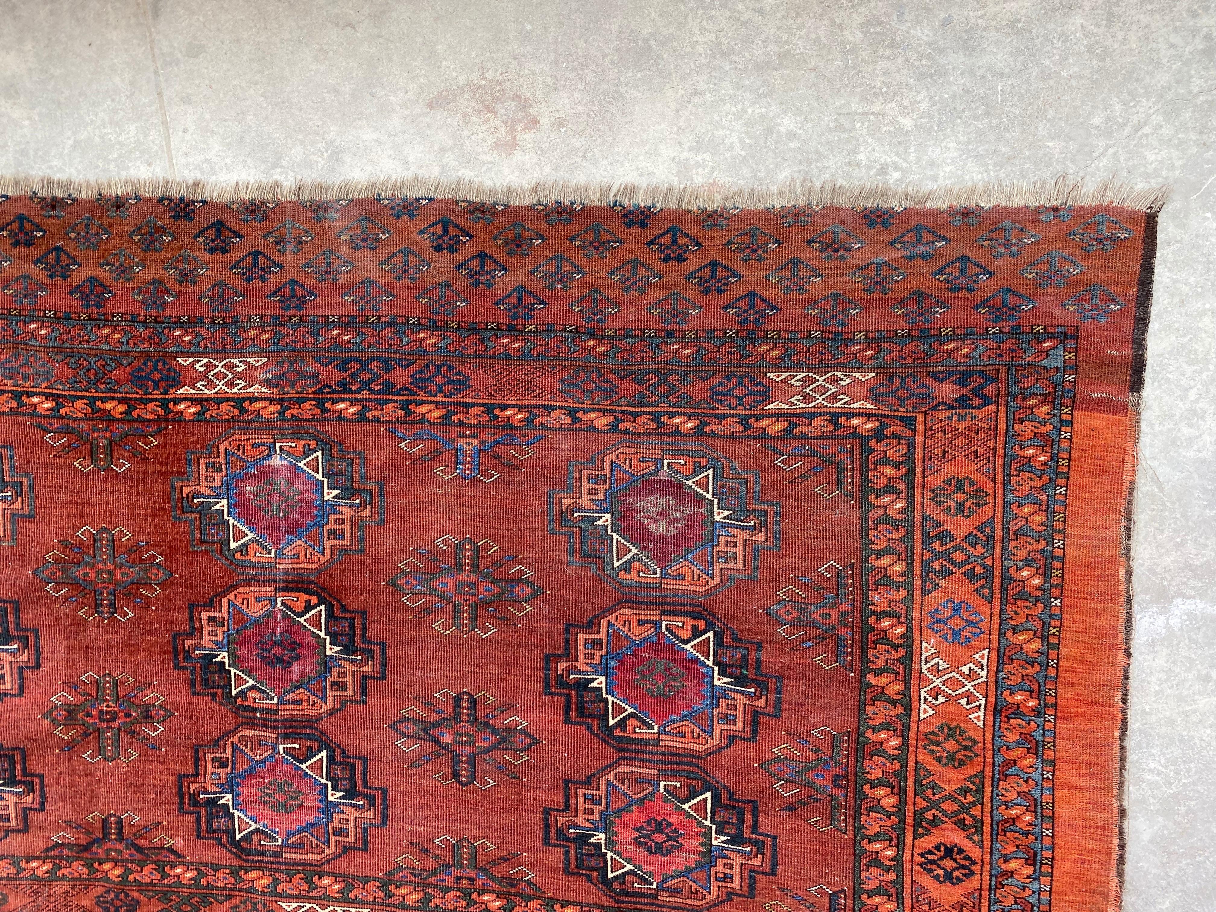 Antique Turkmen Lebab Saryk Chuval Bag Face Rug, Wool and Vegetable Dyes For Sale 2