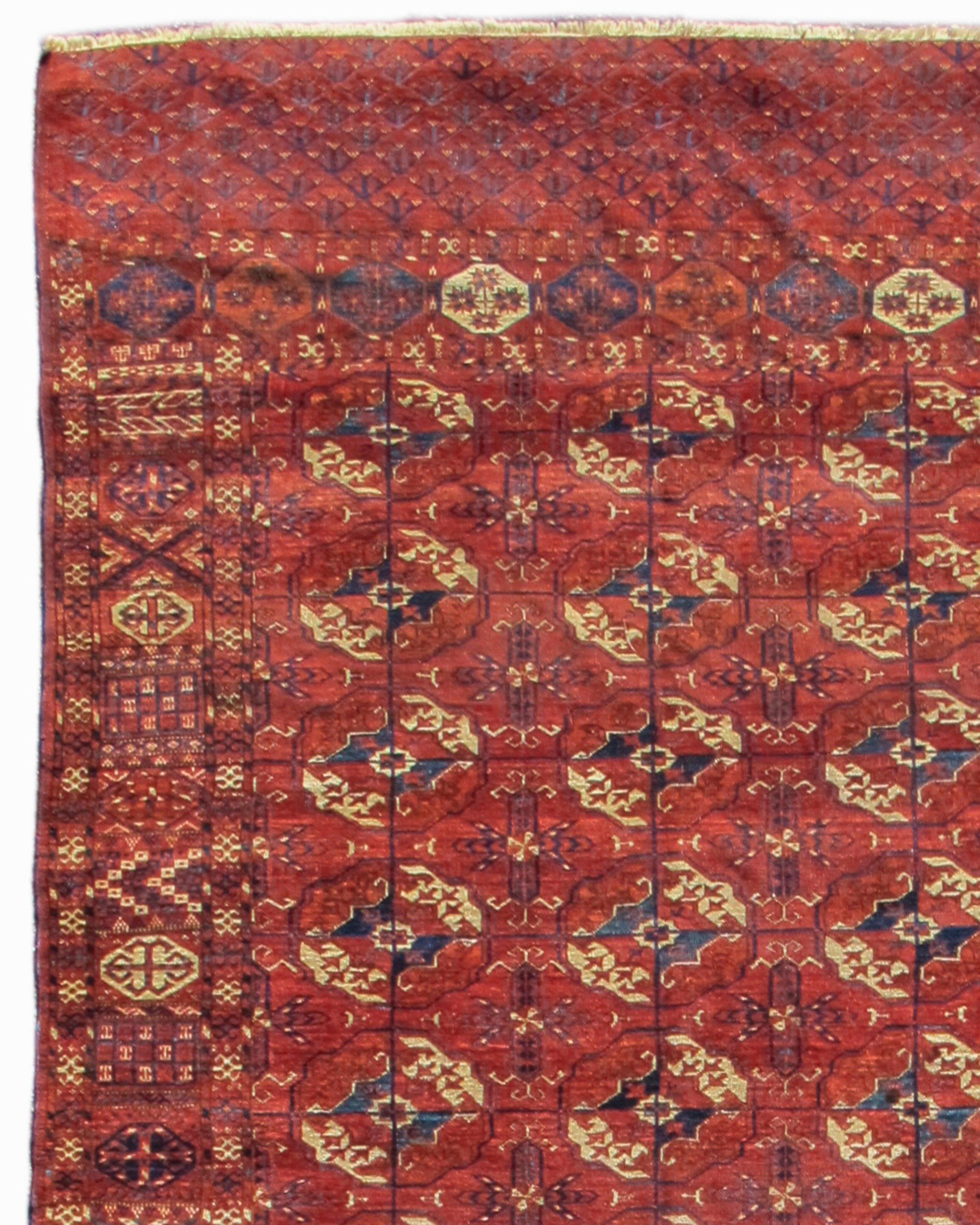 Hand-Knotted Antique Turkmen Tekke Main Carpet, 19th Century For Sale