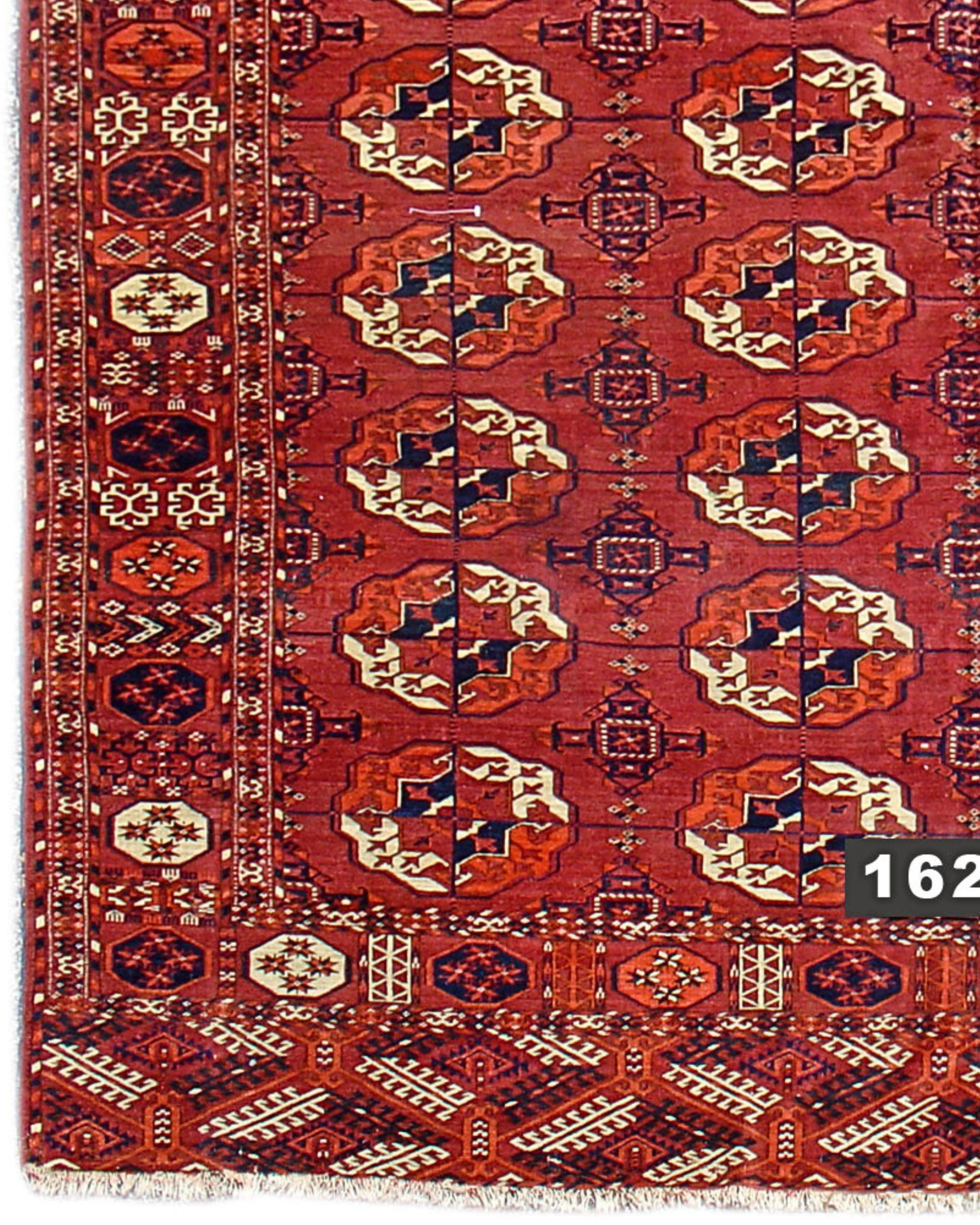 Hand-Knotted Antique Turkmen Tekke Main Carpet, 19th Century For Sale