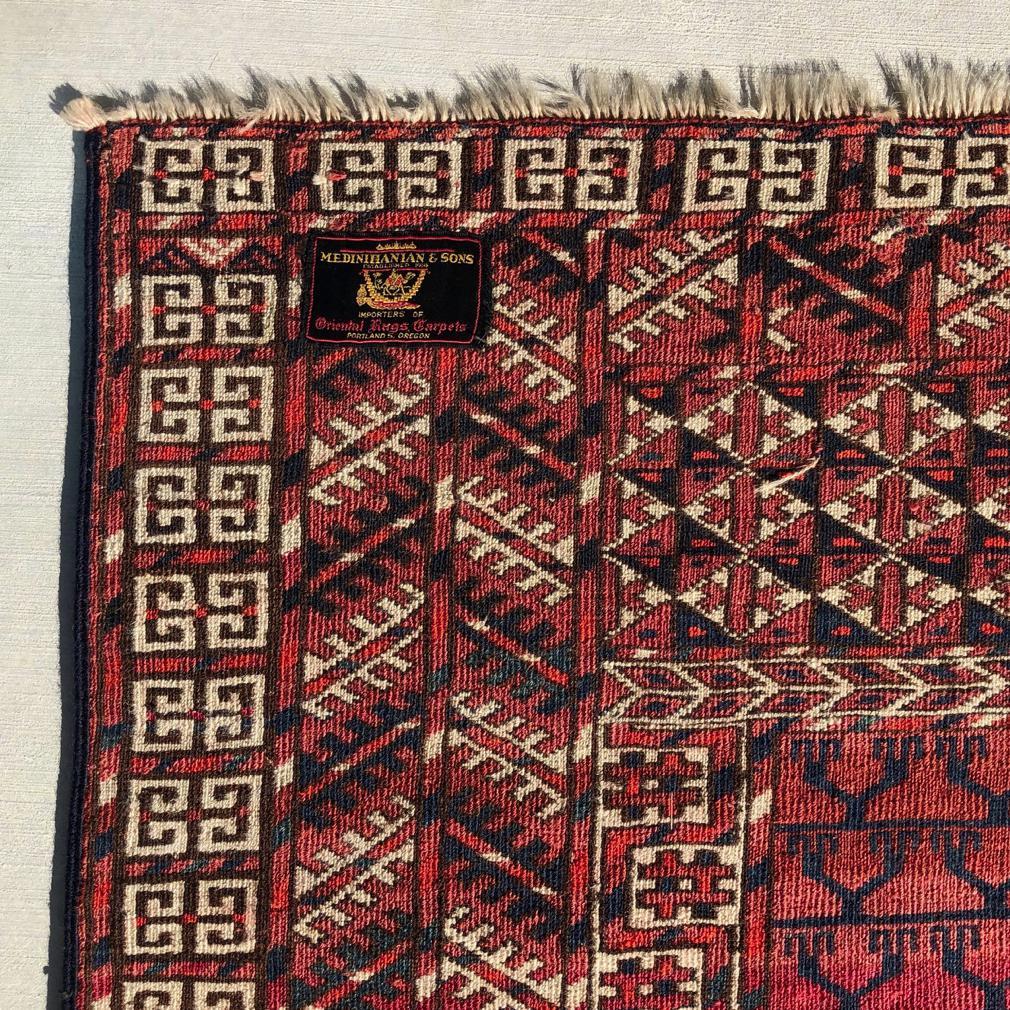 Wool Antique Turkmen Tekke “Princess Bokhara” Hatchli Prayer Rug / Door Hanging Ensi For Sale