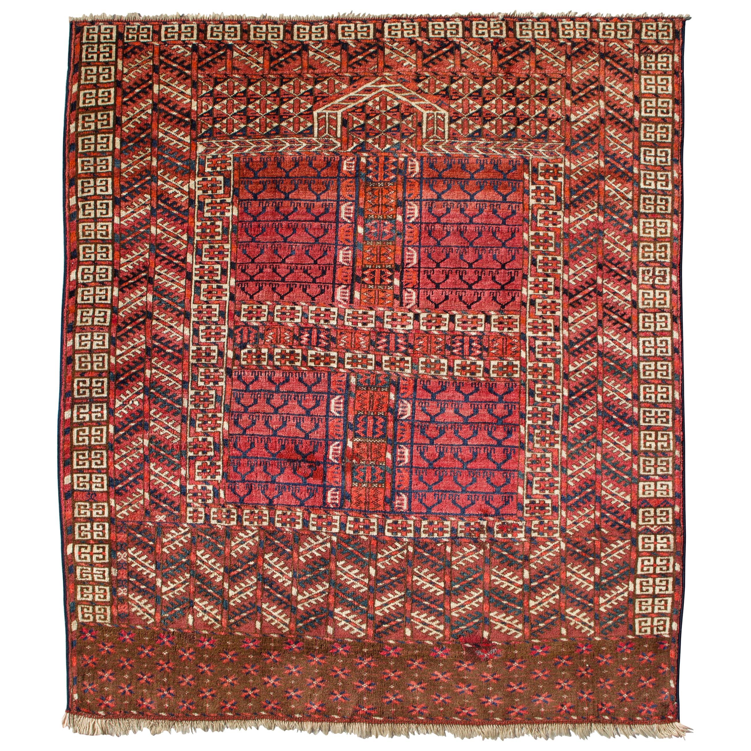 Antique Turkmen Tekke “Princess Bokhara” Hatchli Prayer Rug / Door Hanging Ensi For Sale
