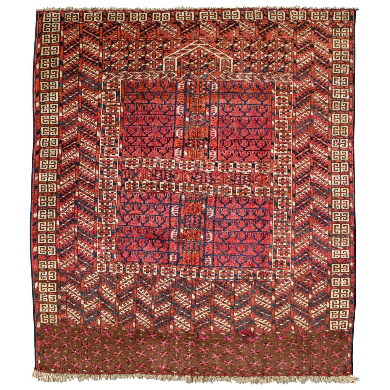 Hatchli Rug Antique Turkmen Tekke “Princess Bokhara” Hatchli Prayer Rug / Door ...