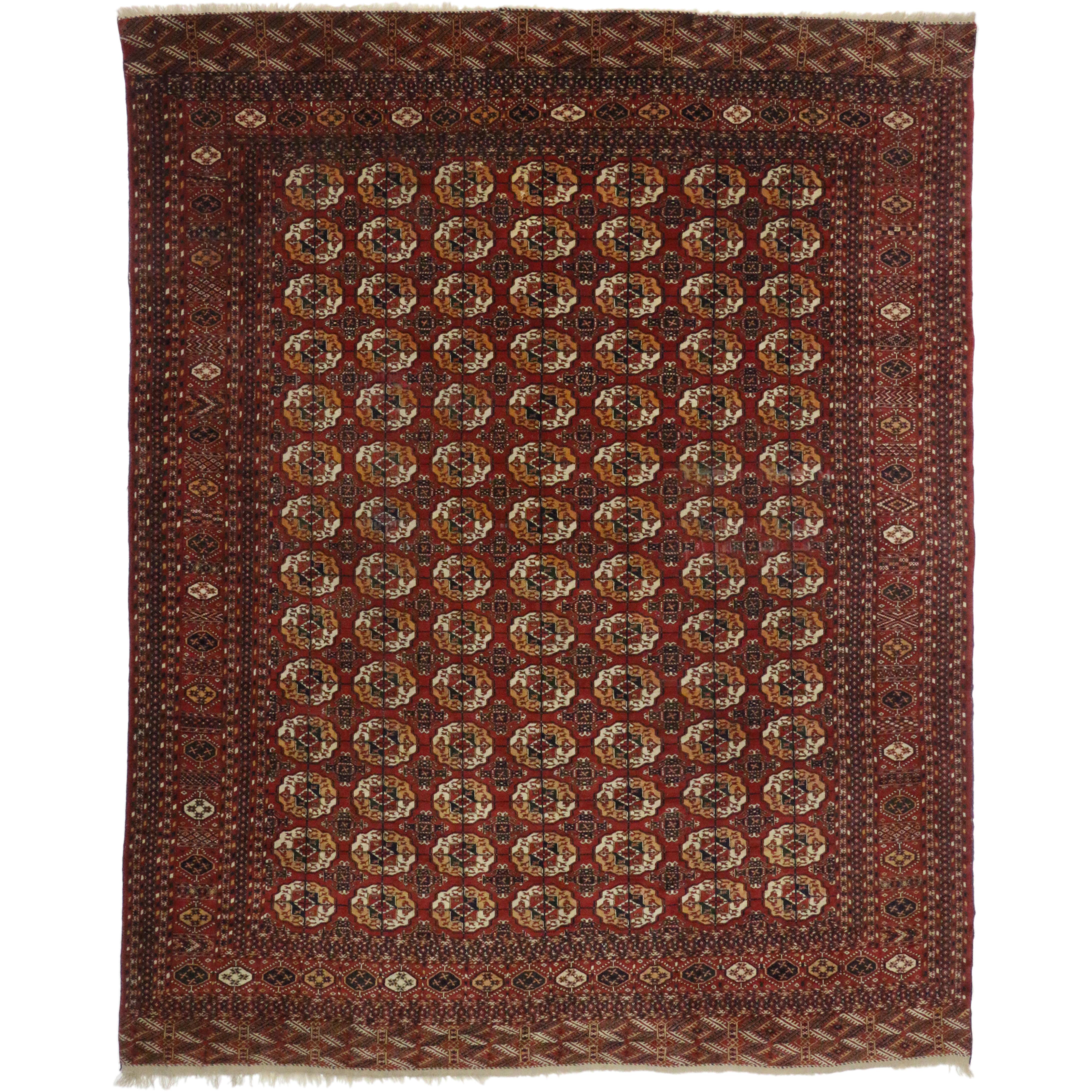 Antique Turkmen Tekke Rug, Tekke Main Carpet, Turkoman Rug