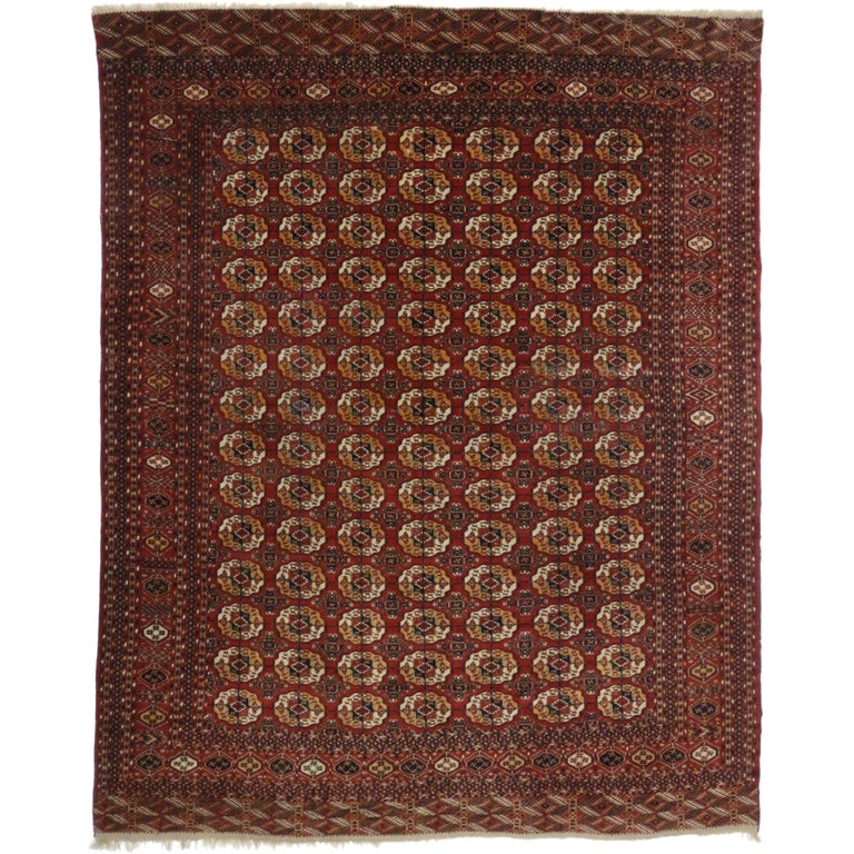 Antique Turkmen Tekke Rug, Tekke Main Carpet, Turkoman Rug For Sale at