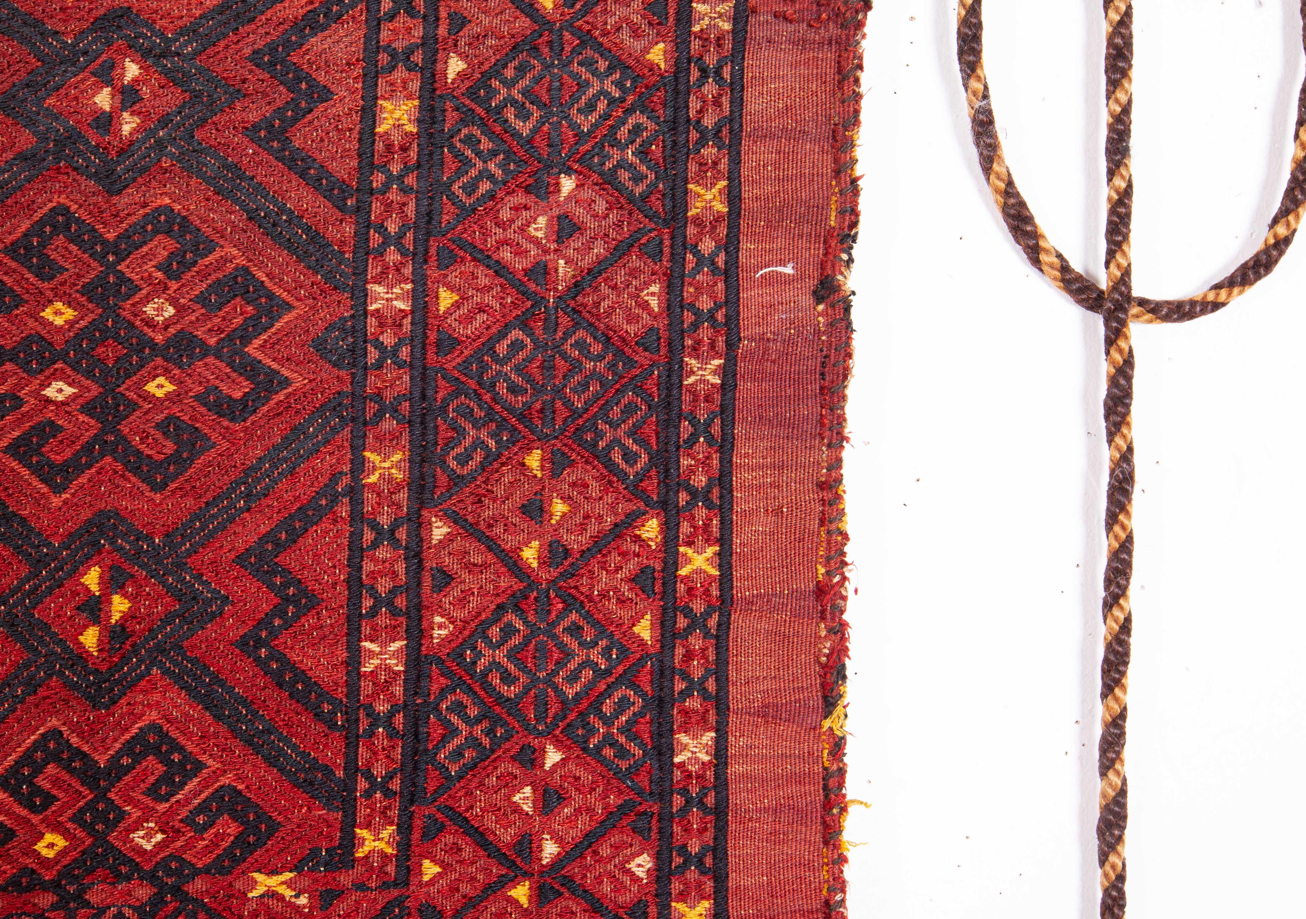 Hand-Woven Antique Turkmen Tekke Tribe Cicim Torba / Bag with Silk Highlights