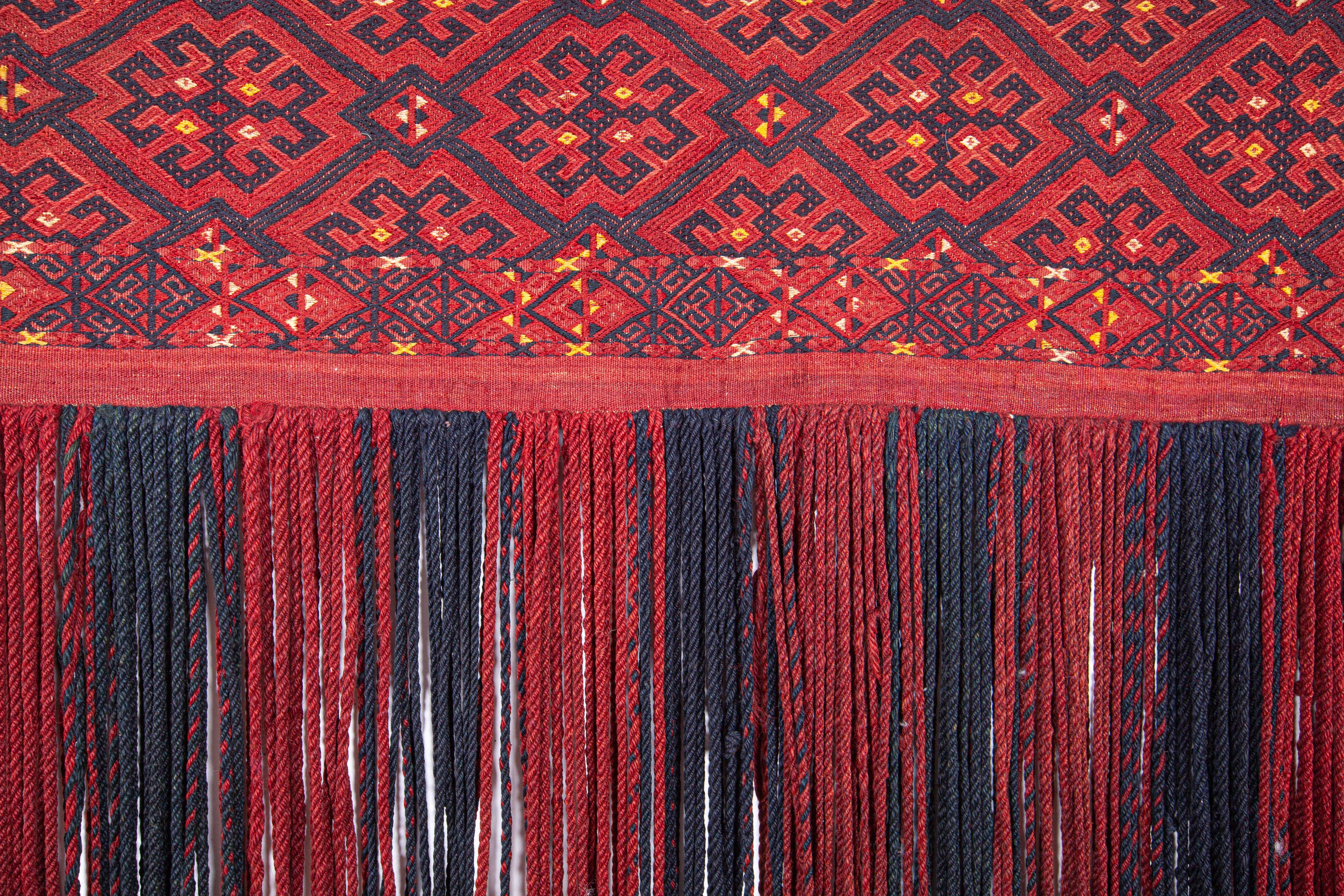 20th Century Antique Turkmen Tekke Tribe Cicim Torba / Bag with Silk Highlights