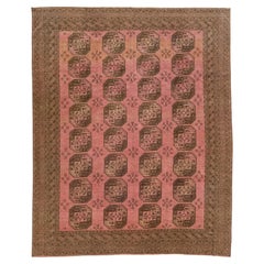 Tapis ancien en laine Tekke du Turkménistan - 20e siècle Noué à la main Tribal Bukhara - Rose