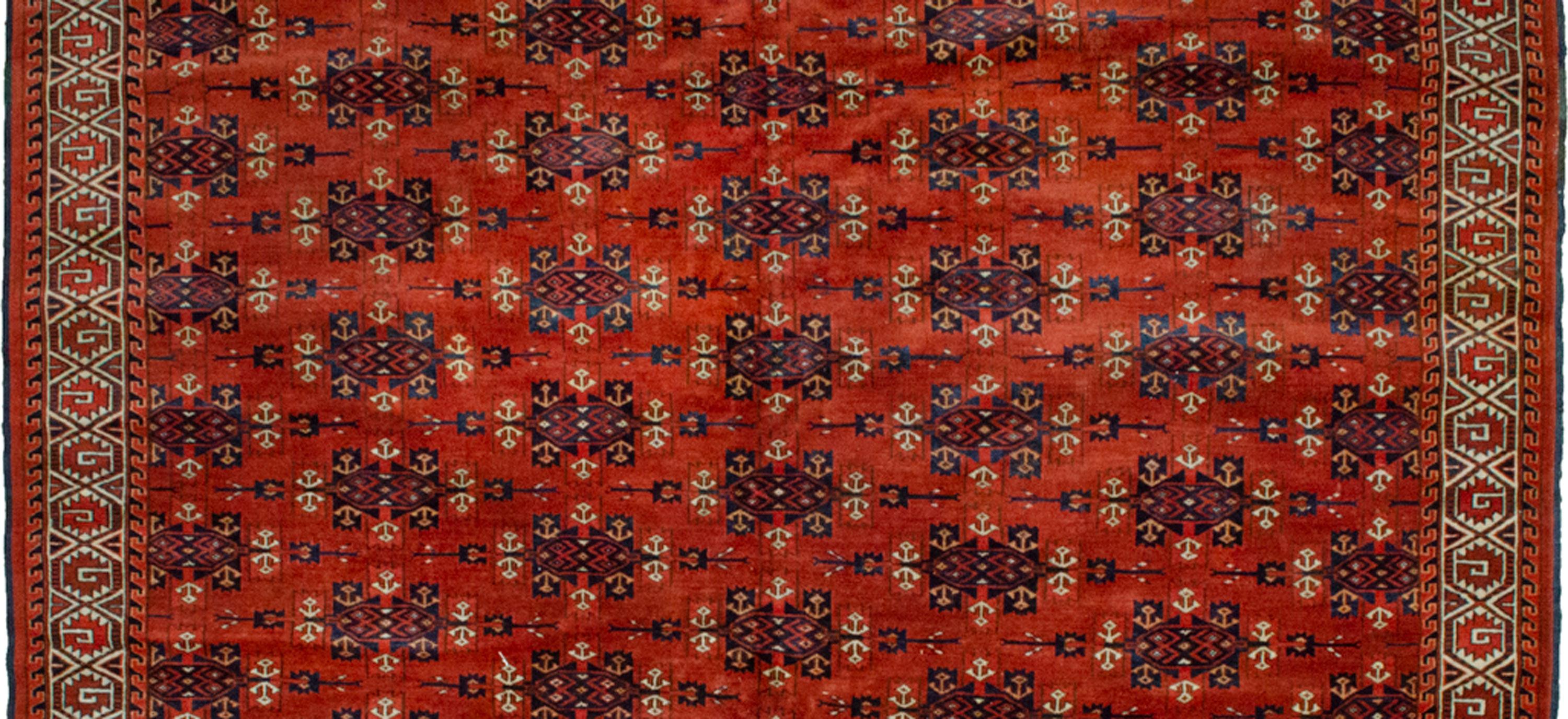 Antiker Turkmenischer Yamoud-Teppich 293x202cm (19. Jahrhundert) im Angebot
