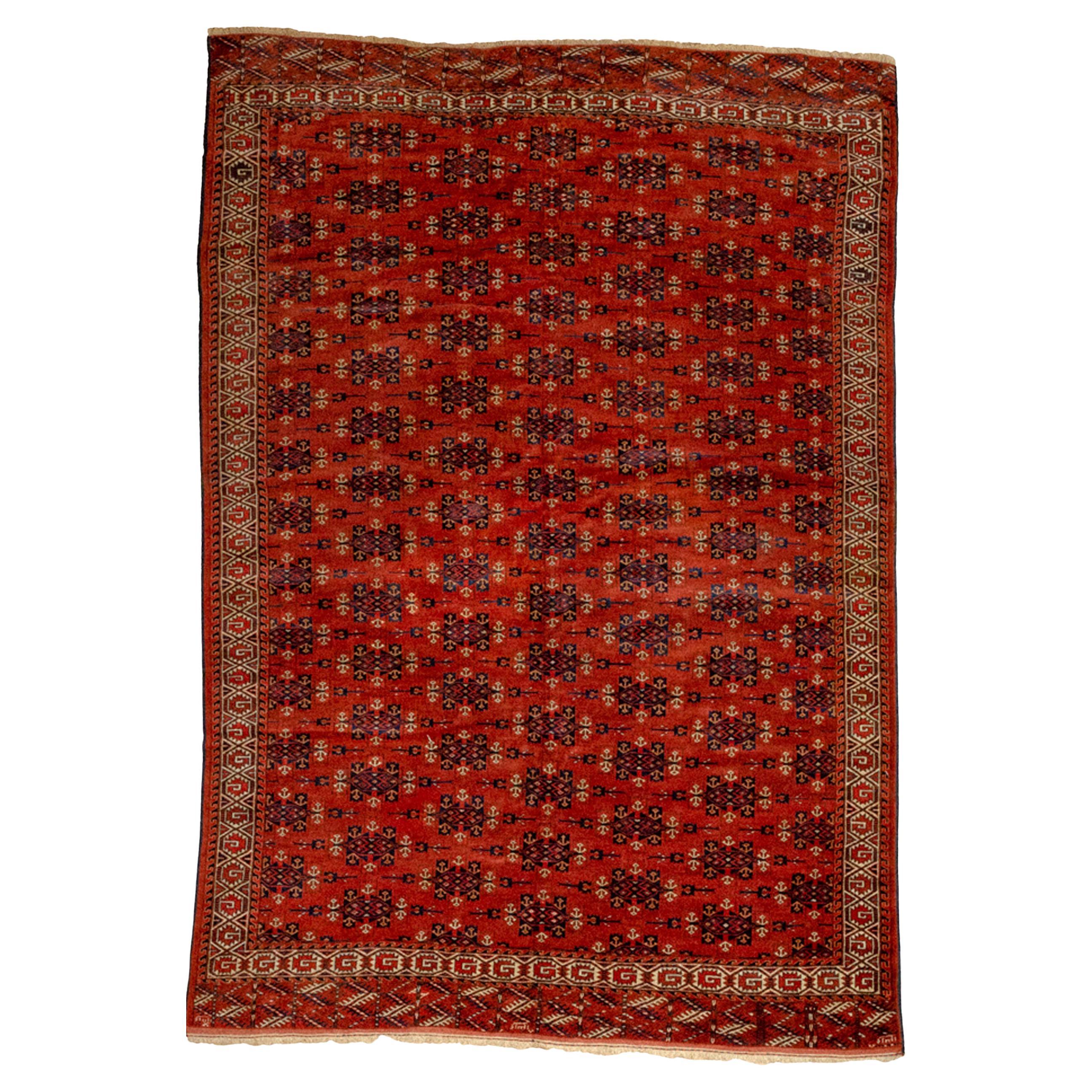Antique Turkmen Yamoud Carpet 293x202cm