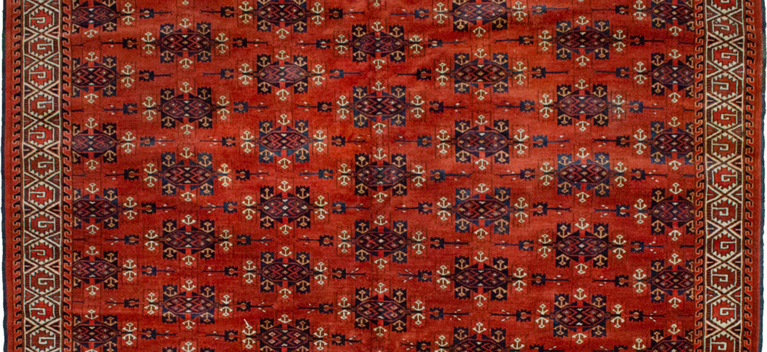 19th Century Antique Turkmen Yamoud Carpet, Turkmenistan, Circa 1900 For Sale