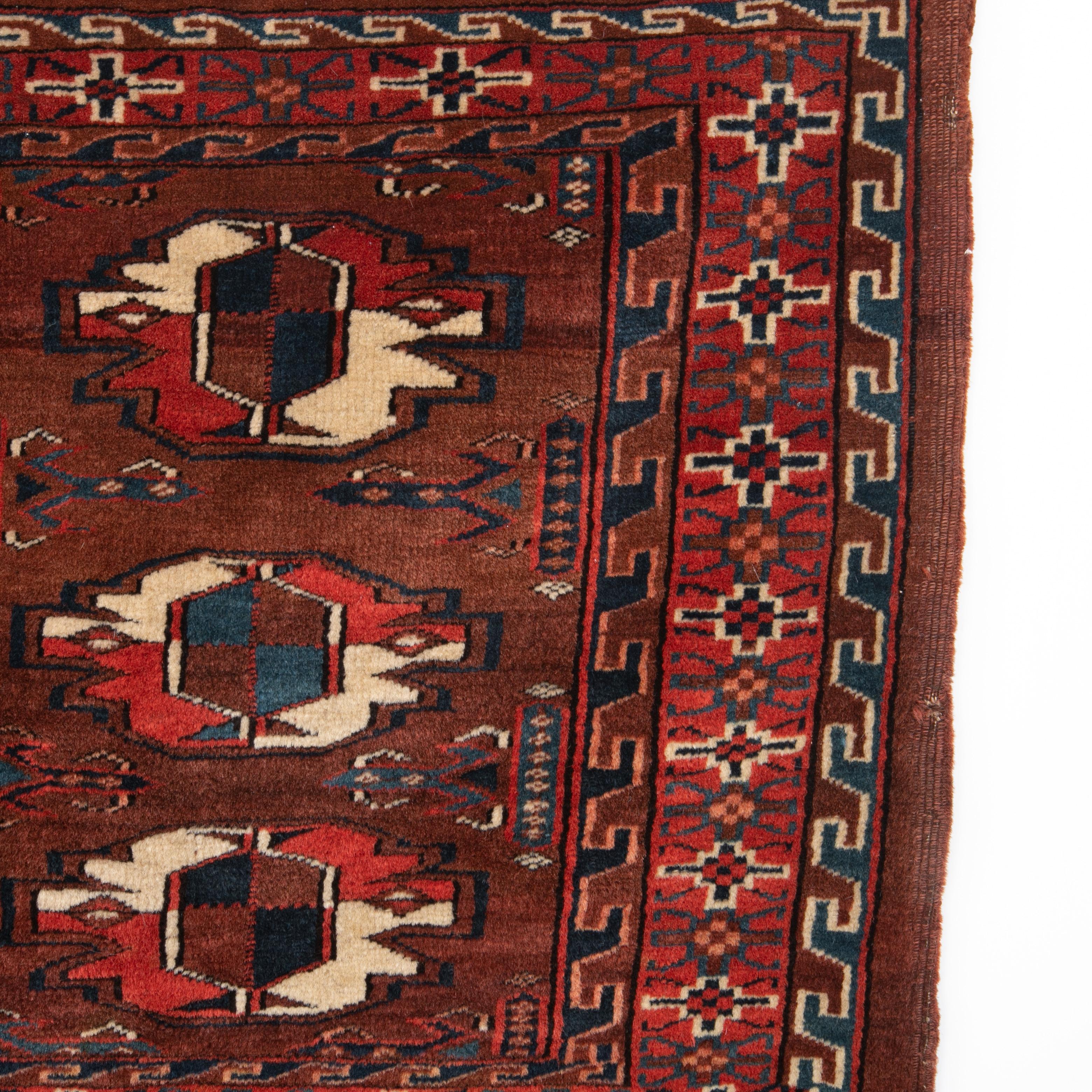 Hand-Woven Antique Turkmen Yomud Tribe Chuvat Front 'Storage Bag Front' Late 19th C. For Sale