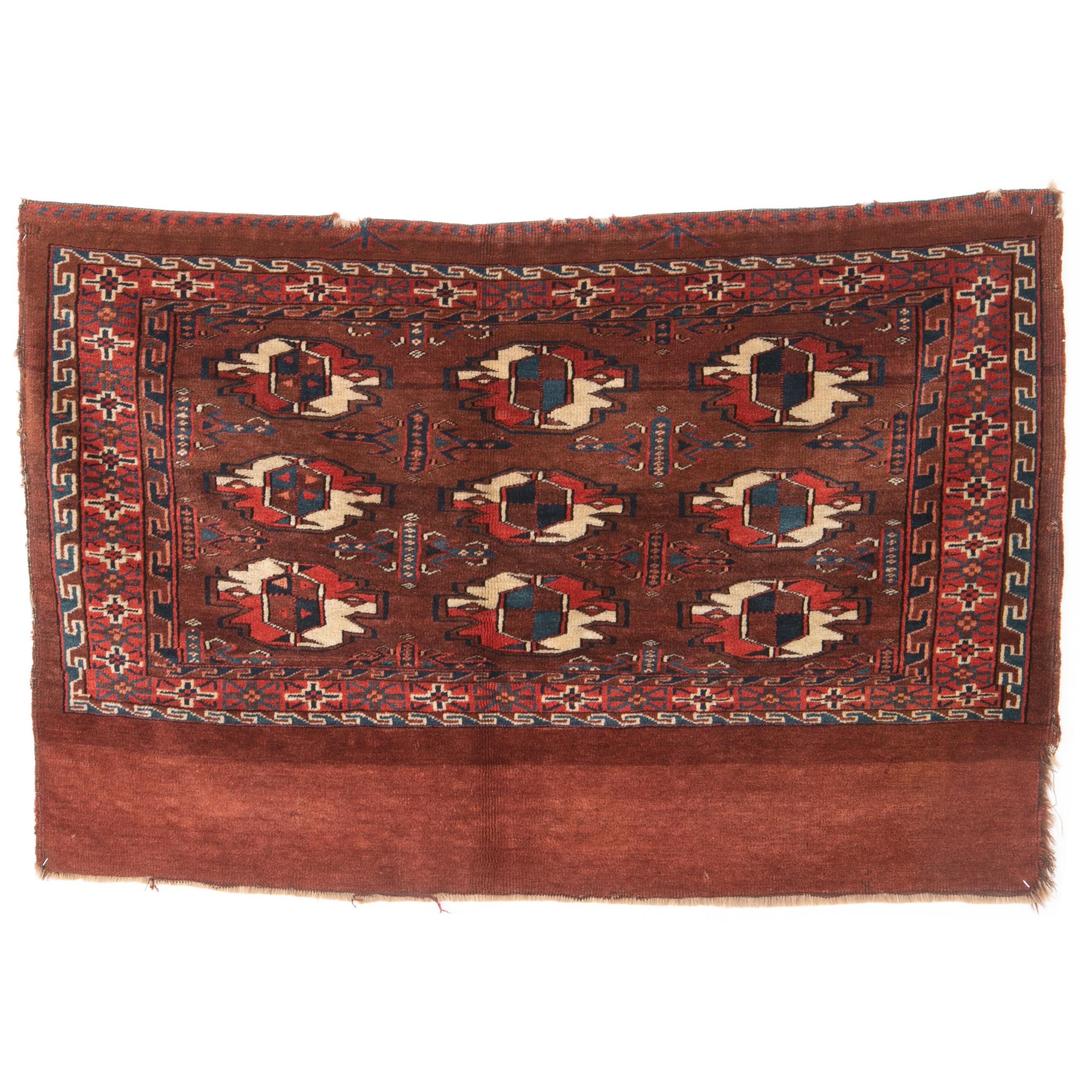 Antique Turkmen Yomud Tribe Chuvat Front 'Storage Bag Front' Late 19th C. For Sale