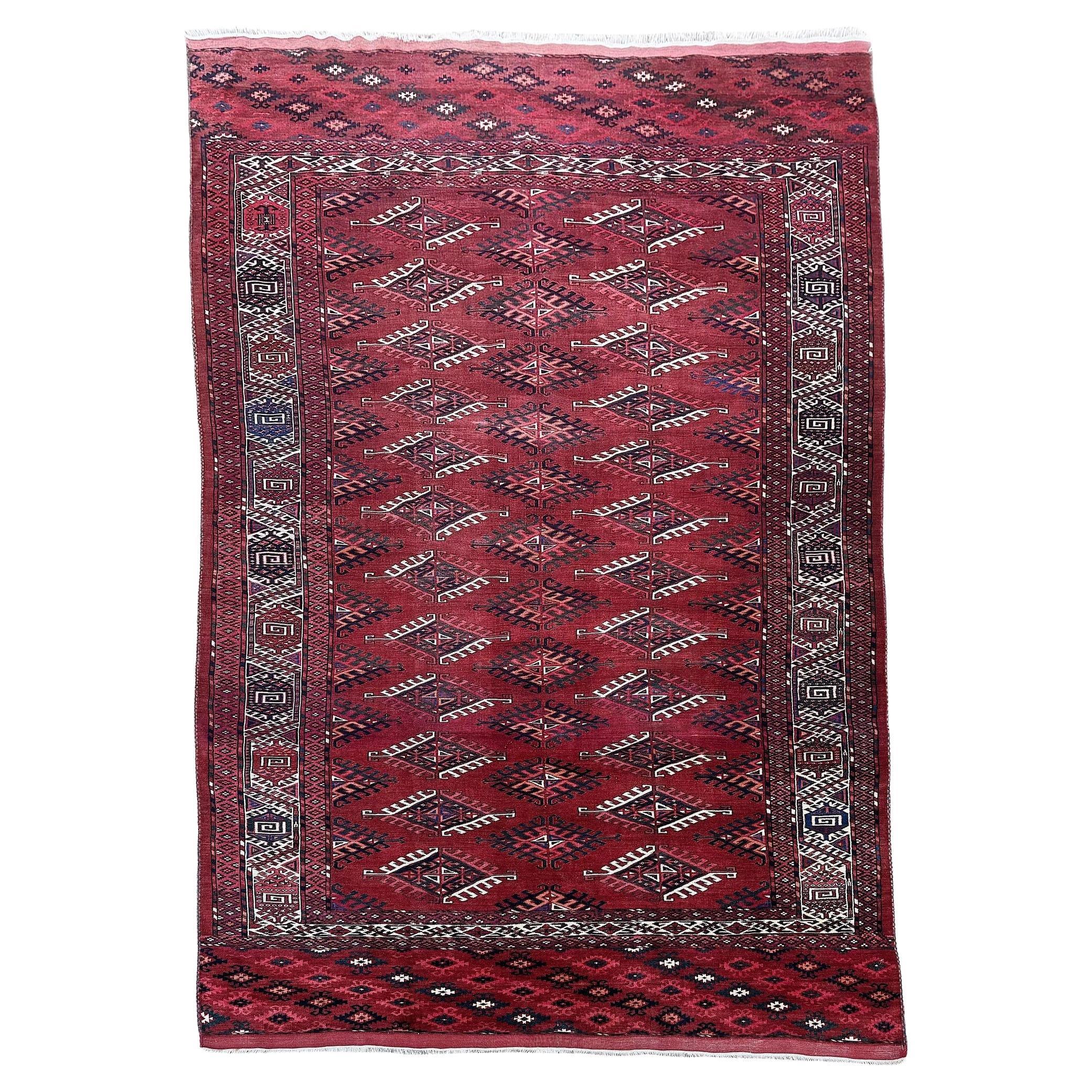 Tapis Yomut turc ancien 2,98 m x 1,94 m