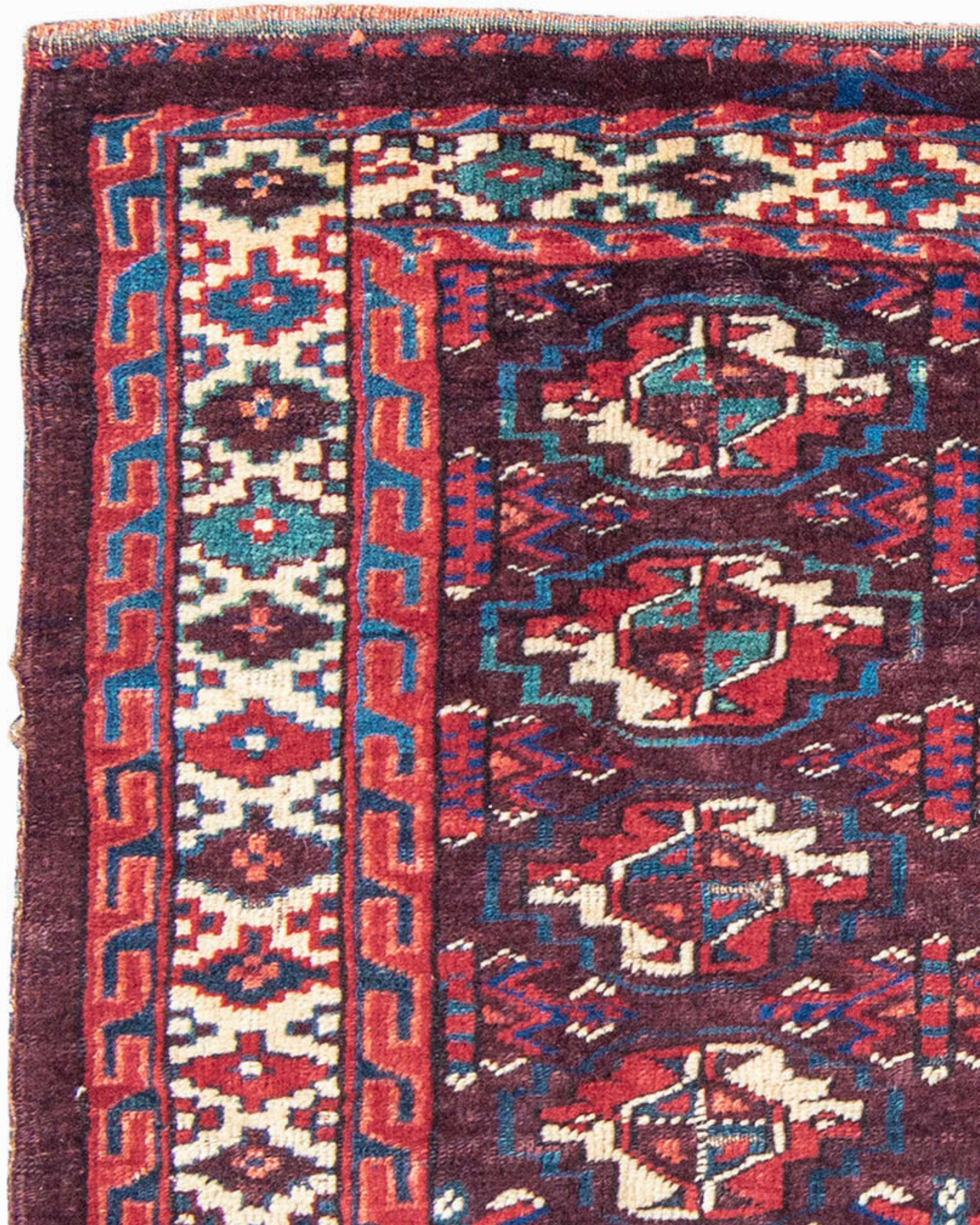 Hand-Woven Antique Turkmen Yomut Chuval Rug, 19th Century For Sale