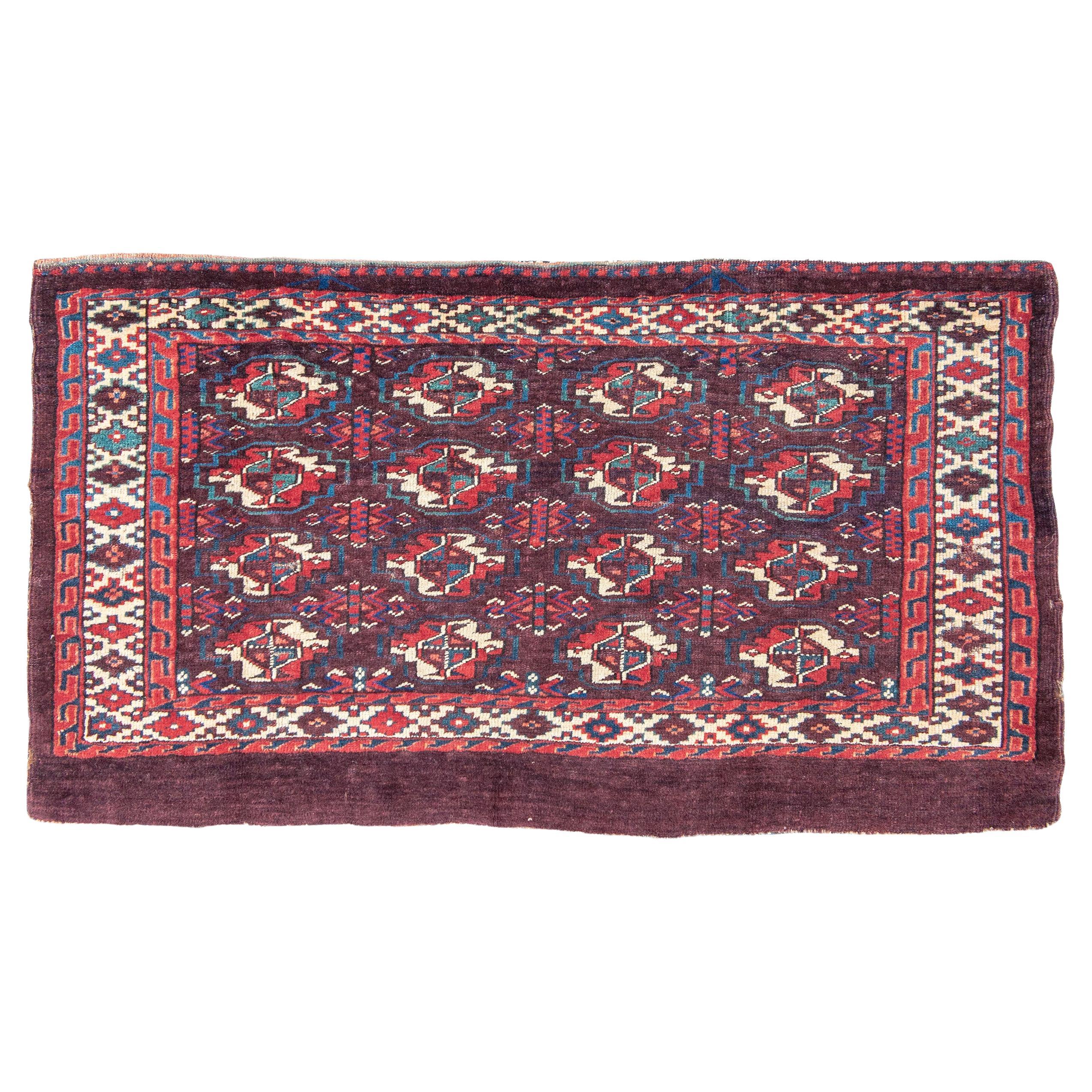 Antiker Turkmenischer Yomut-chuval-Teppich, 19. Jahrhundert
