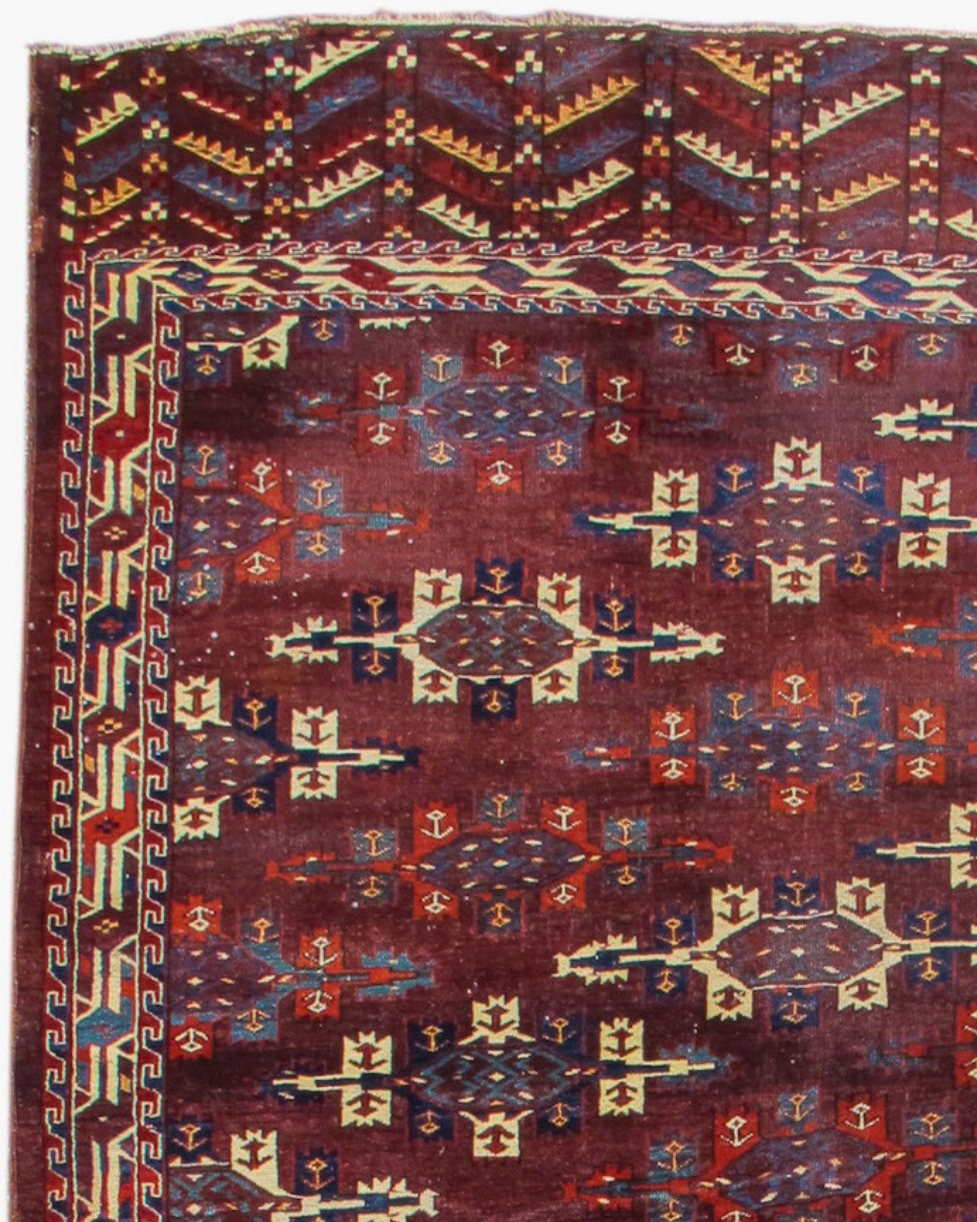 Antique Turkmen Yomut Main Carpet Rug, 19th Century In Good Condition For Sale In San Francisco, CA