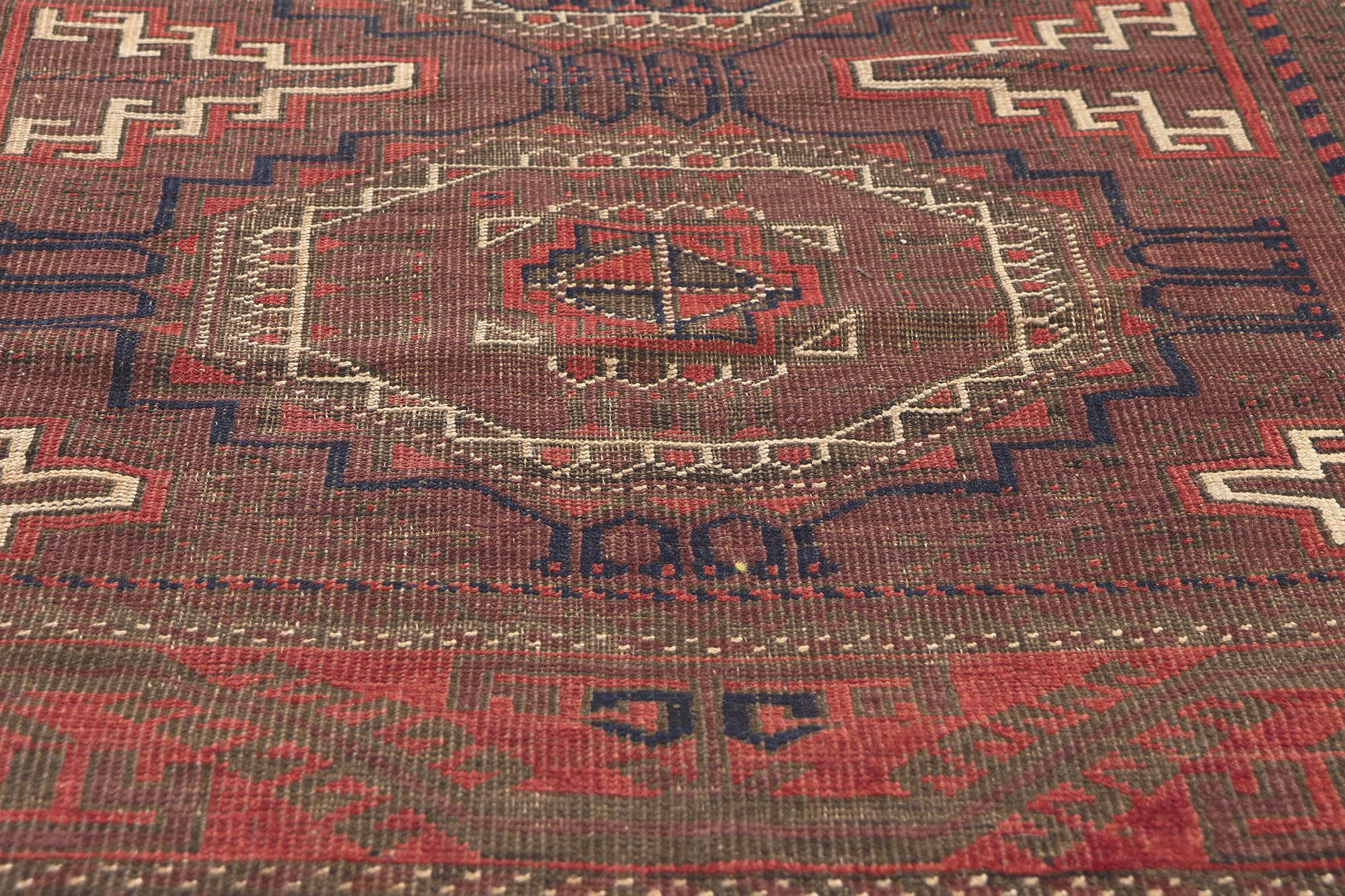 Hand-Knotted Antique Turkoman Afghan Rug 04'00 x 11'09 For Sale