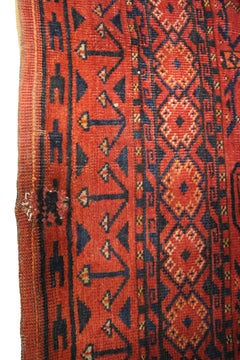 Alfombra principal antigua turcomana Ersari Alfombra geométrica afgana Alfombra tribal, 1880