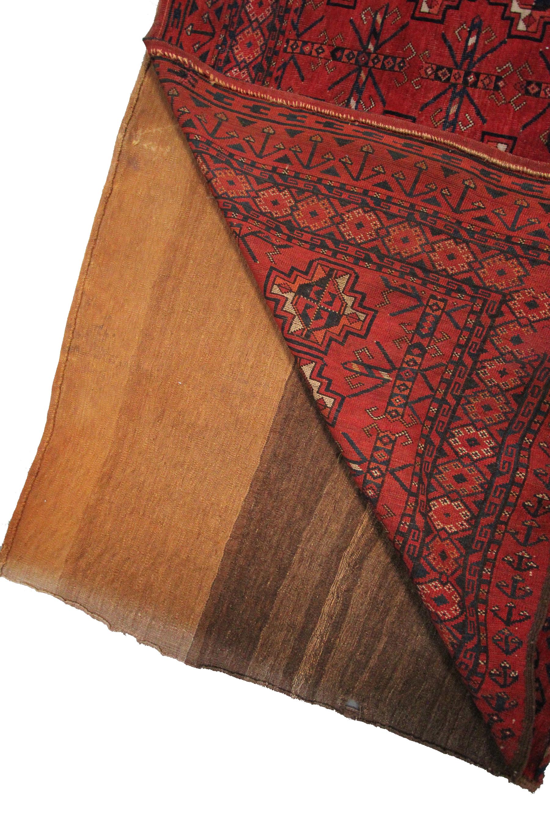 Ancien tapis turkoman Ersari principal géométrique afghan Tapis tribal 1880 3x5 en vente 1