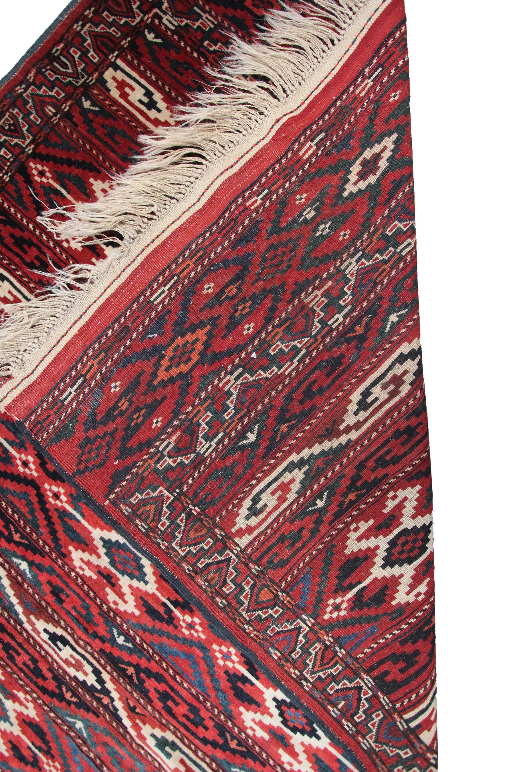 Antique Turkoman Ersari Main Rug Afghan Geometric Rug Tribal Rug For Sale 4