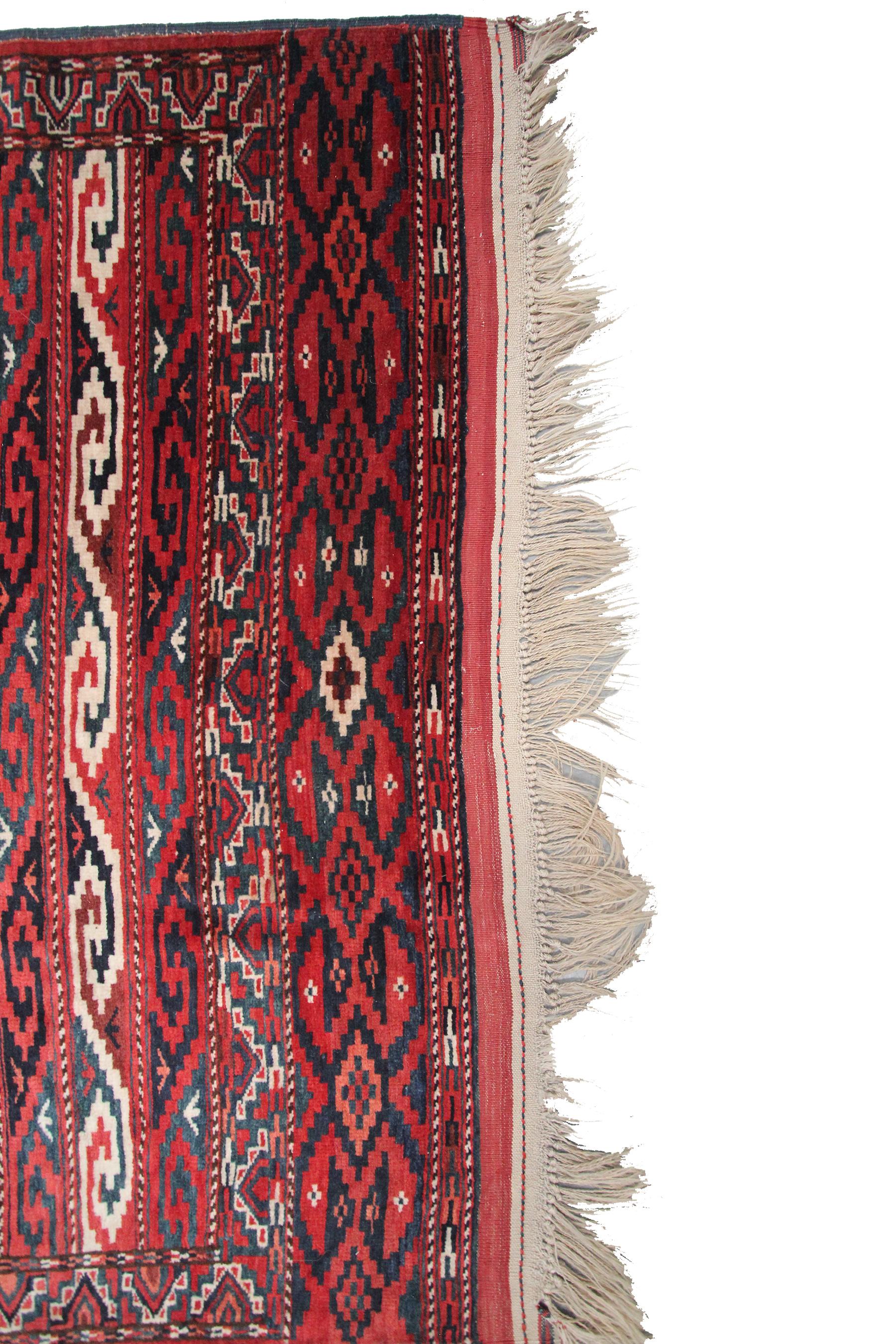 Antiker türkischer Ersari Hauptteppich Afghanischer geometrischer Teppich, Stammeskunst im Zustand „Gut“ im Angebot in New York, NY