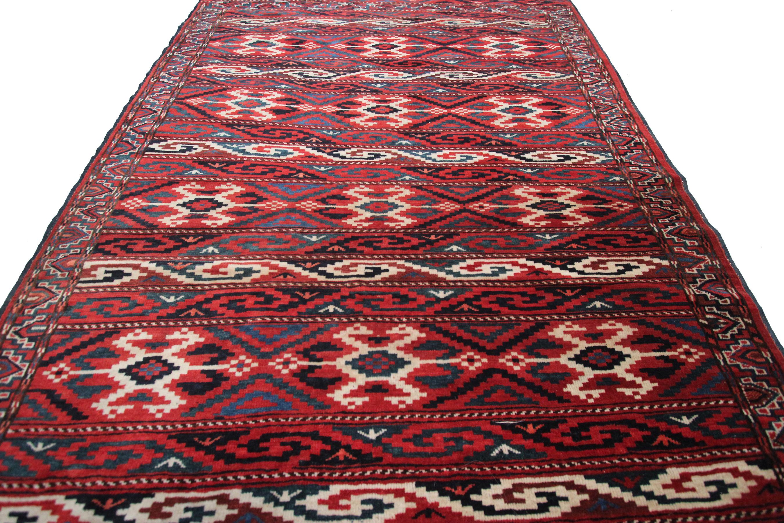 Mid-20th Century Antique Turkoman Ersari Main Rug Afghan Geometric Rug Tribal Rug For Sale