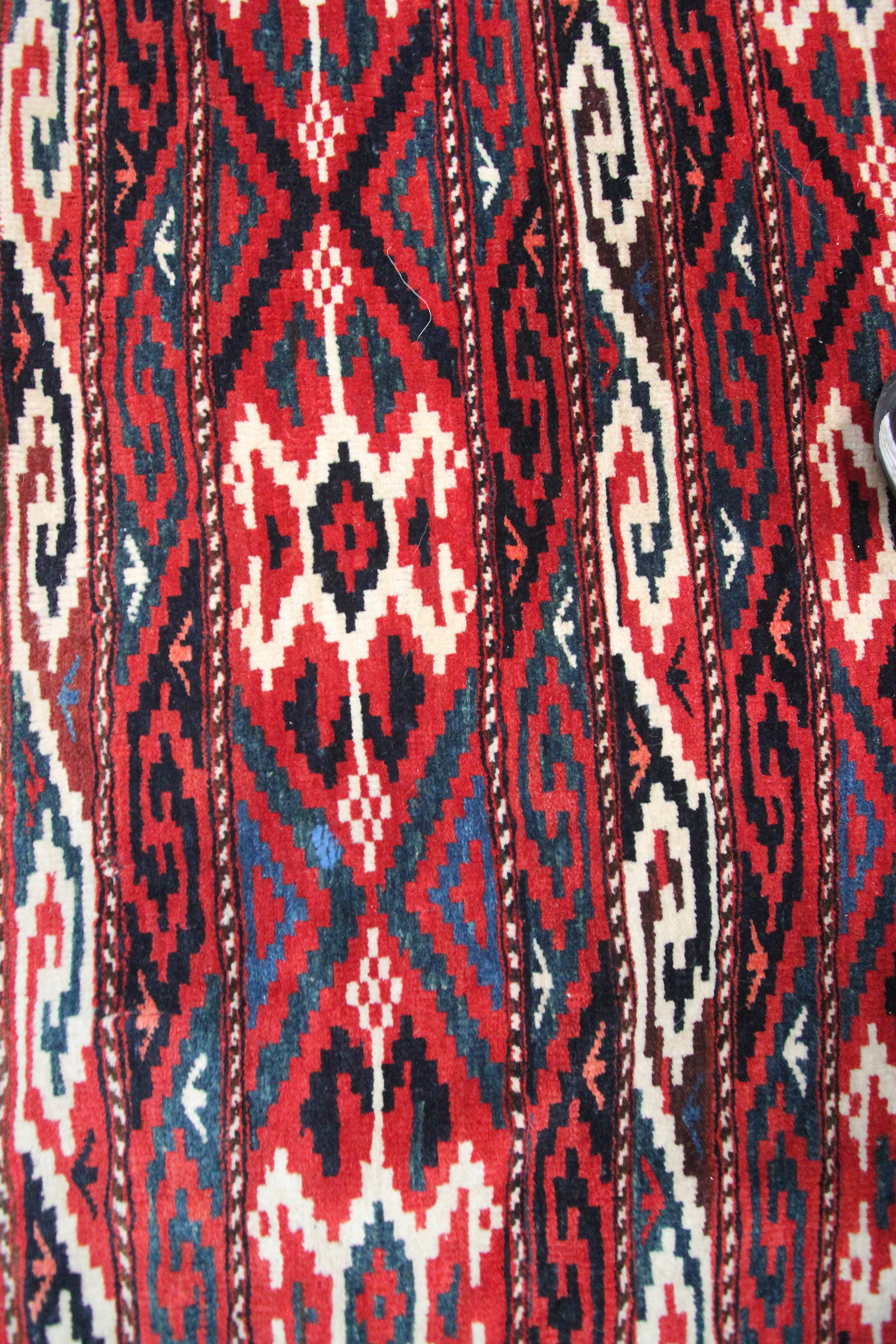 Wool Antique Turkoman Ersari Main Rug Afghan Geometric Rug Tribal Rug For Sale