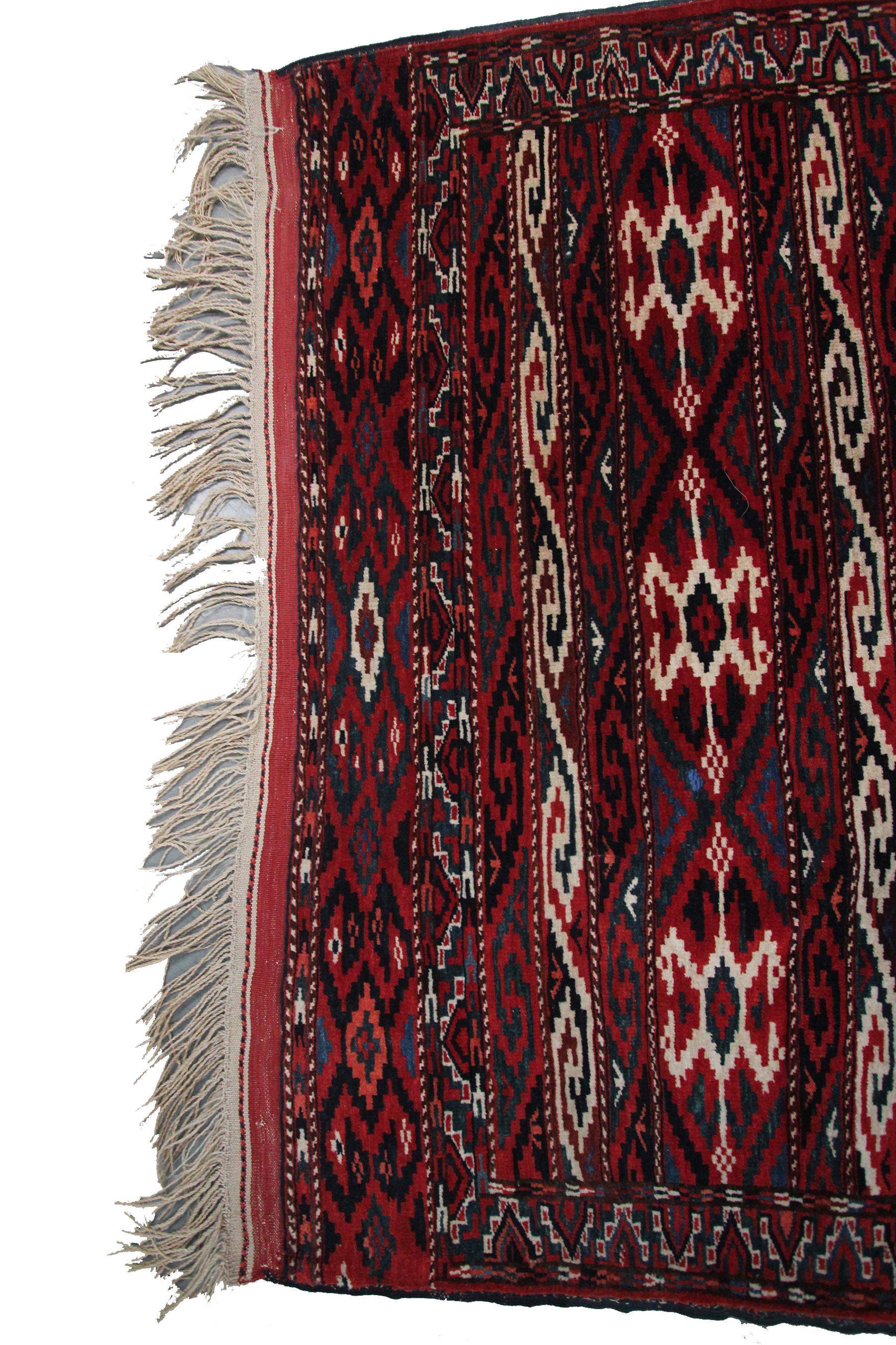 Antique Turkoman Ersari Main Rug Afghan Geometric Rug Tribal Rug For Sale 1