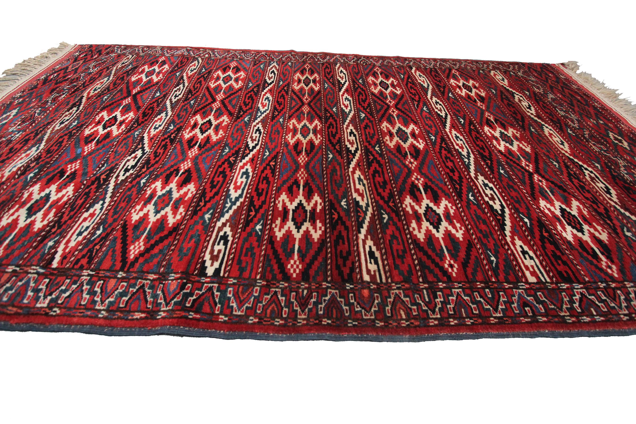 Antique Turkoman Ersari Main Rug Afghan Geometric Rug Tribal Rug For Sale 2