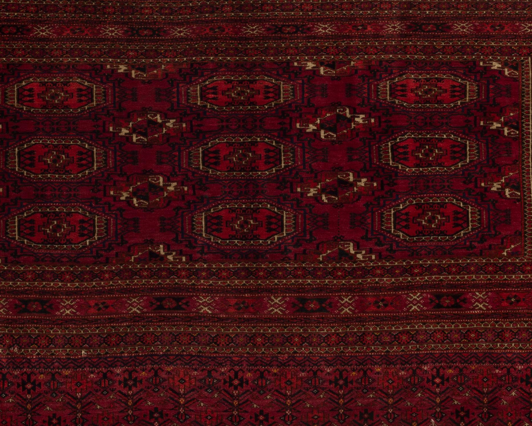 Hand-Woven Antique Turkoman Rug, circa 1890 For Sale