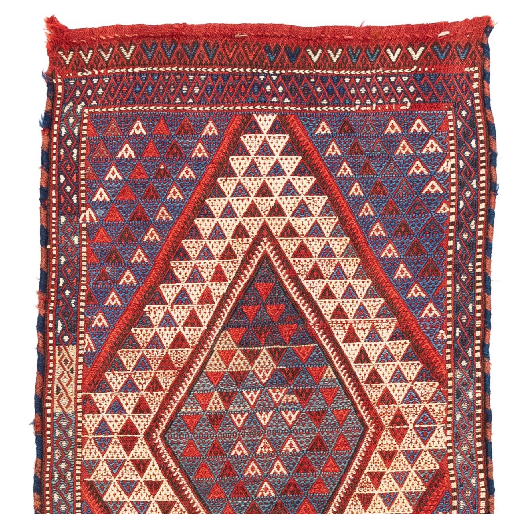 Hand-Knotted Antique Turkoman Soumak Bag Face For Sale