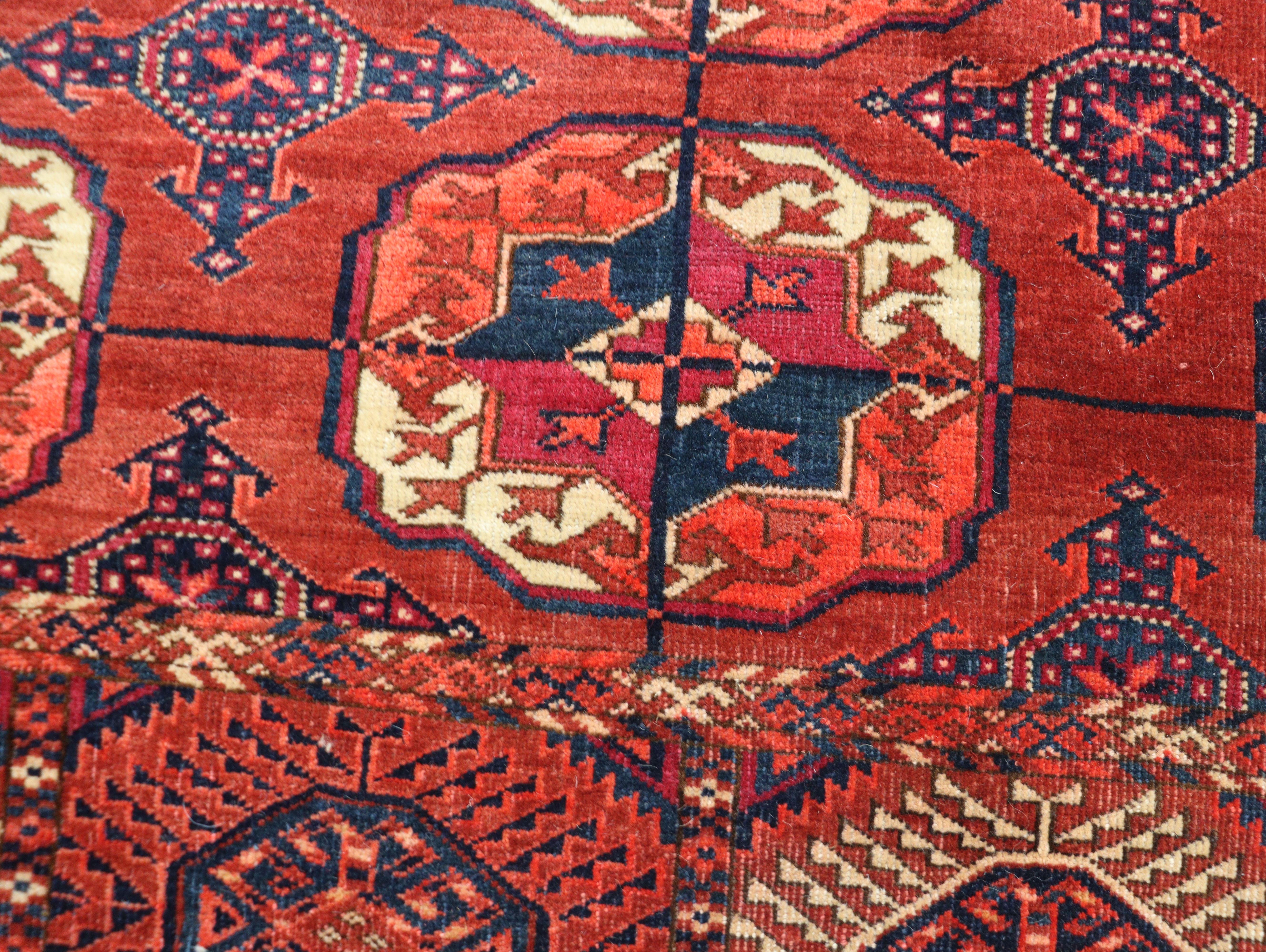 Tribal Antique Turkoman Tekke Main Carpet, 7'6