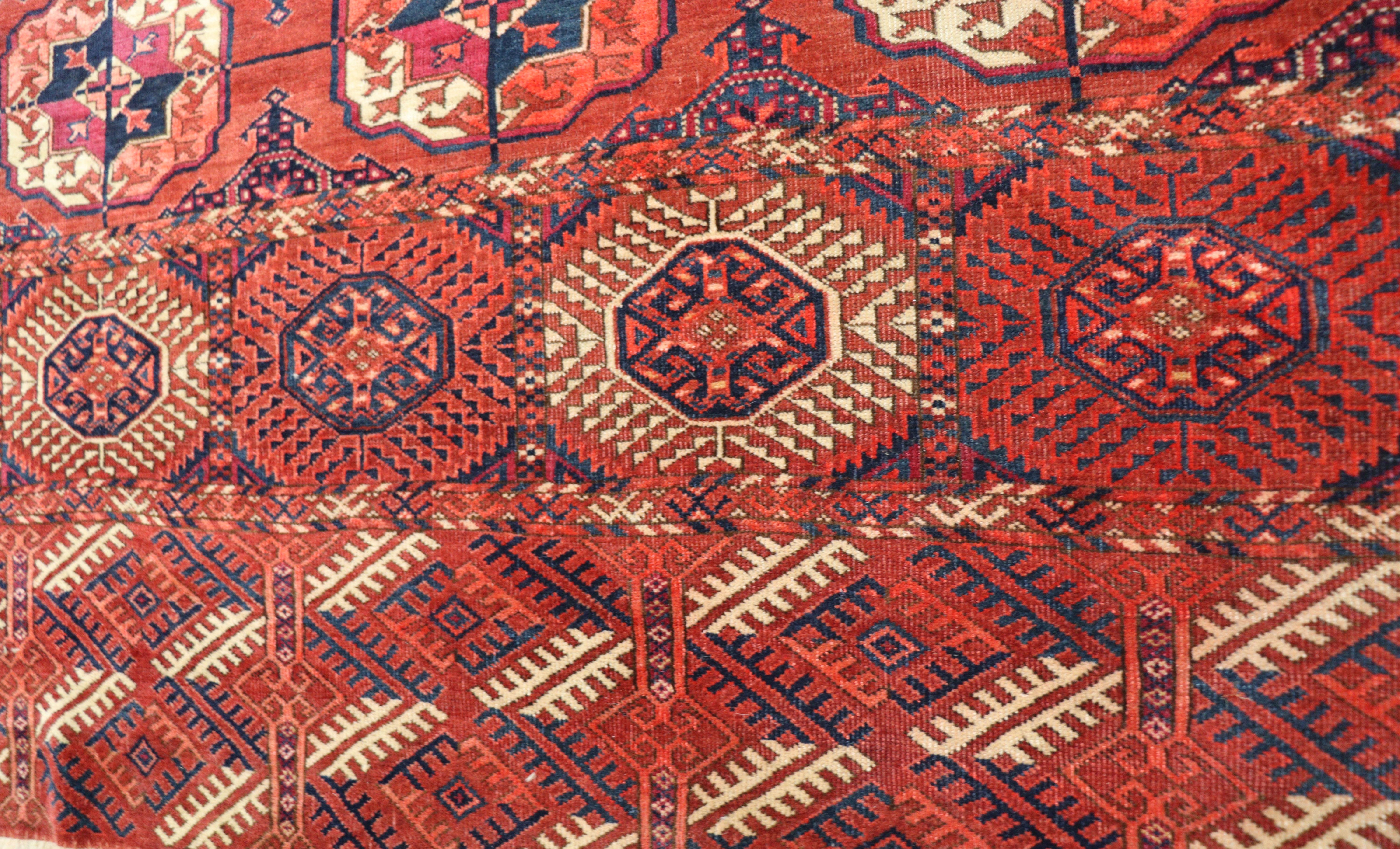 Central Asian Antique Turkoman Tekke Main Carpet, 7'6