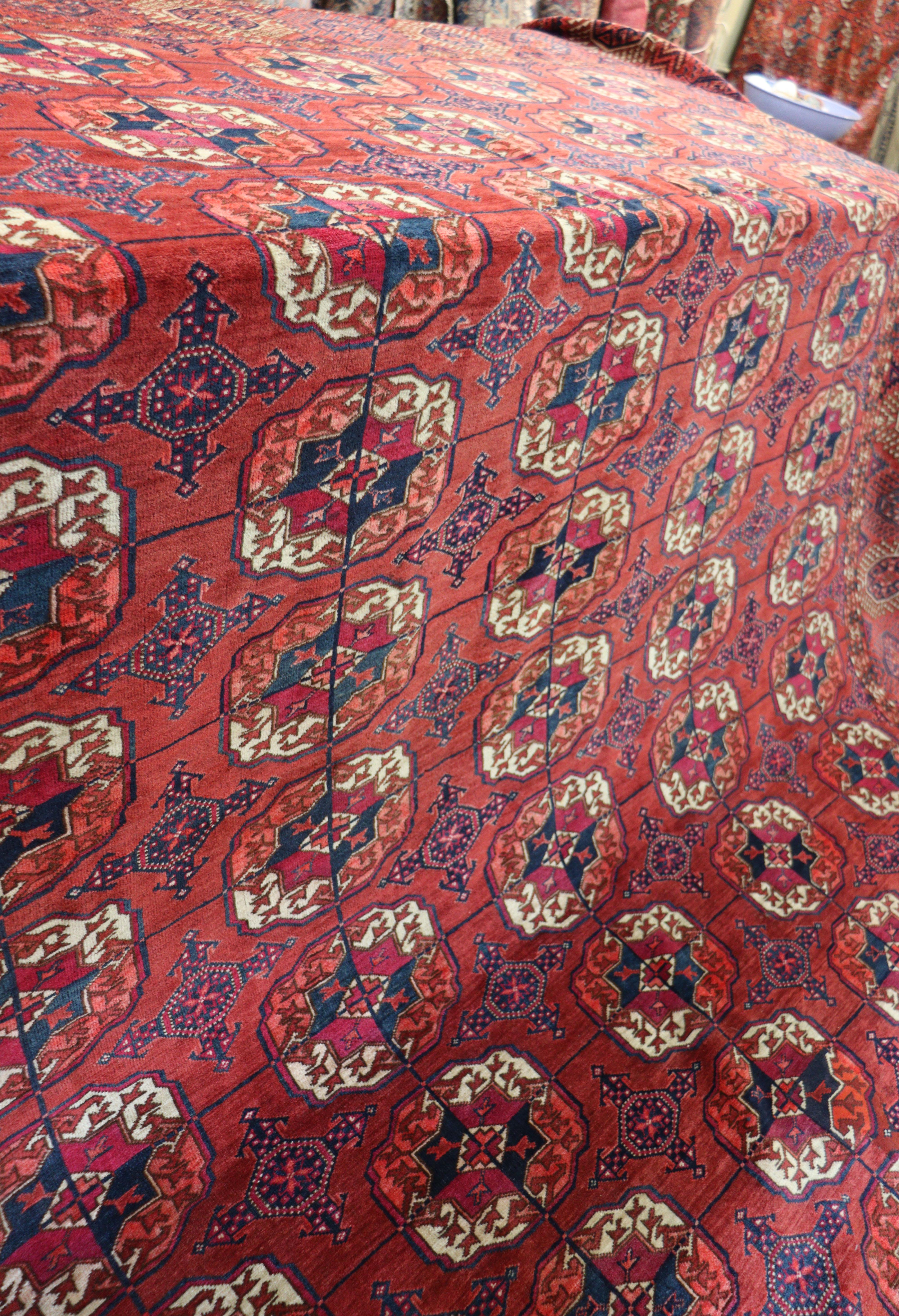 19th Century Antique Turkoman Tekke Main Carpet, 7'6