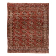 Antique Turkomen Ersari Rug, Red Allover Field, circa 1920s