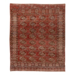 Antique Turkomen Ersari Rug, Red Allover Field, circa 1920s