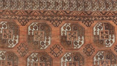 Tappeto antico Turkomen Ersari con disegno Gul in arancione, marrone 9'7 x 12'10