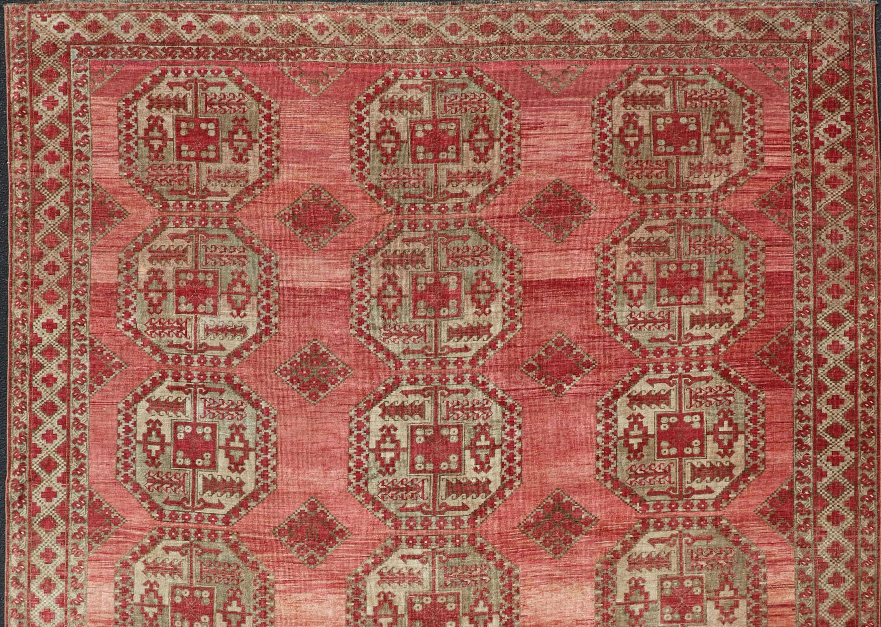 Antiker Turkomen Ersari-Teppich mit wiederkehrendem Gul-Design  (Agra) im Angebot