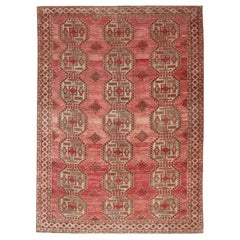 Antique Turkomen Ersari Rug with Repeating Gul Design