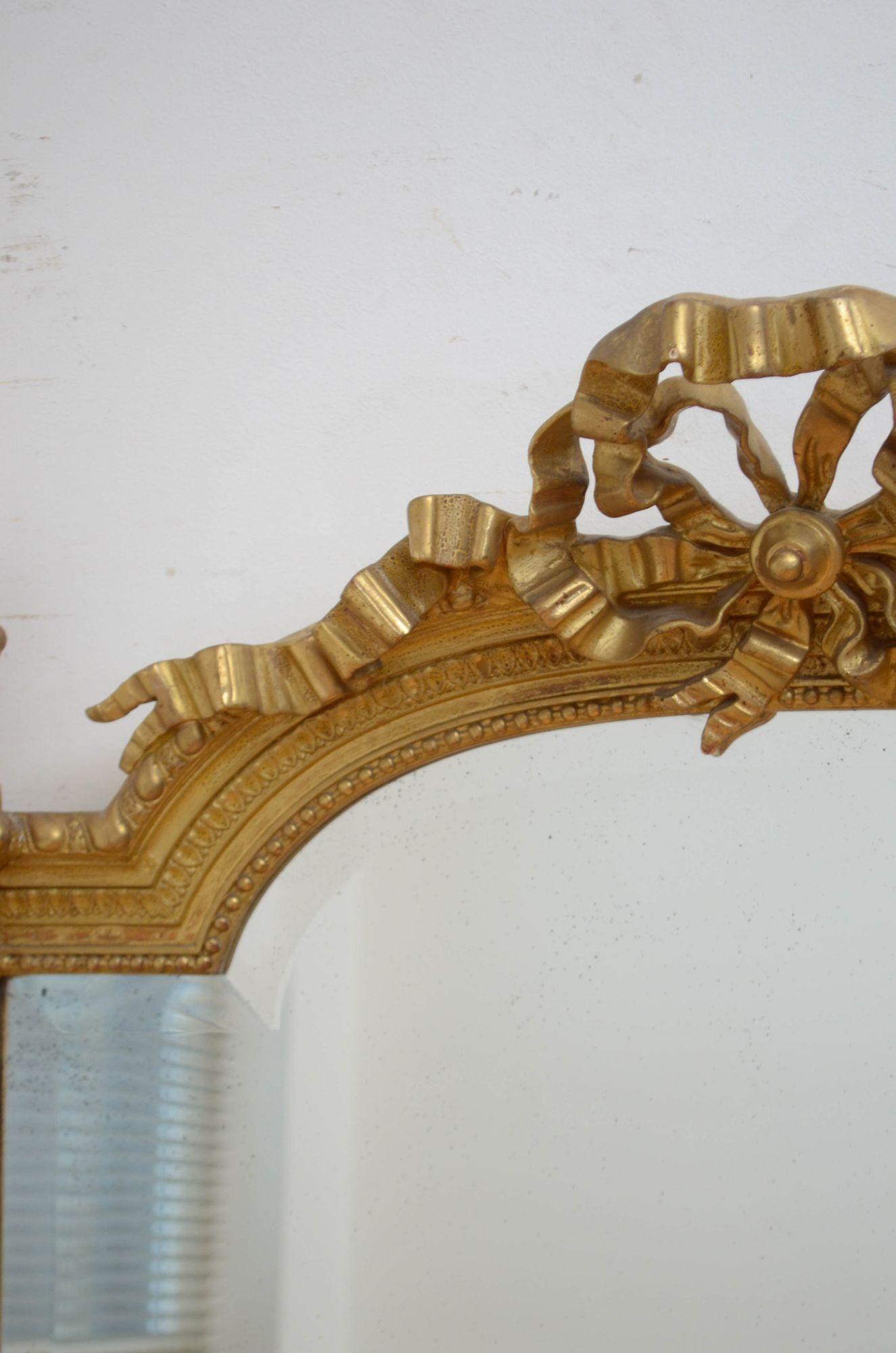 Antique Turn of The Century Giltwood Pier Mirror H154cm For Sale 2